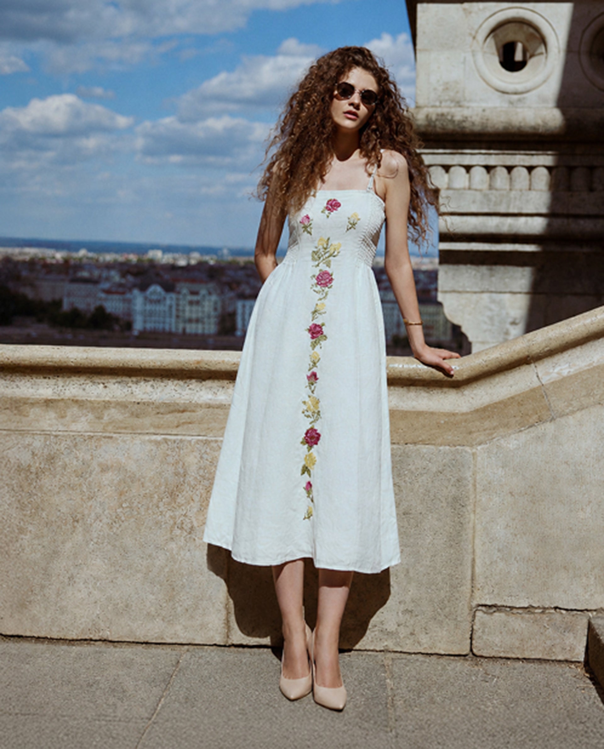 Rareism Women's Treler Light Off-White Linen Tube Neck Fit And Flare Plain Dress