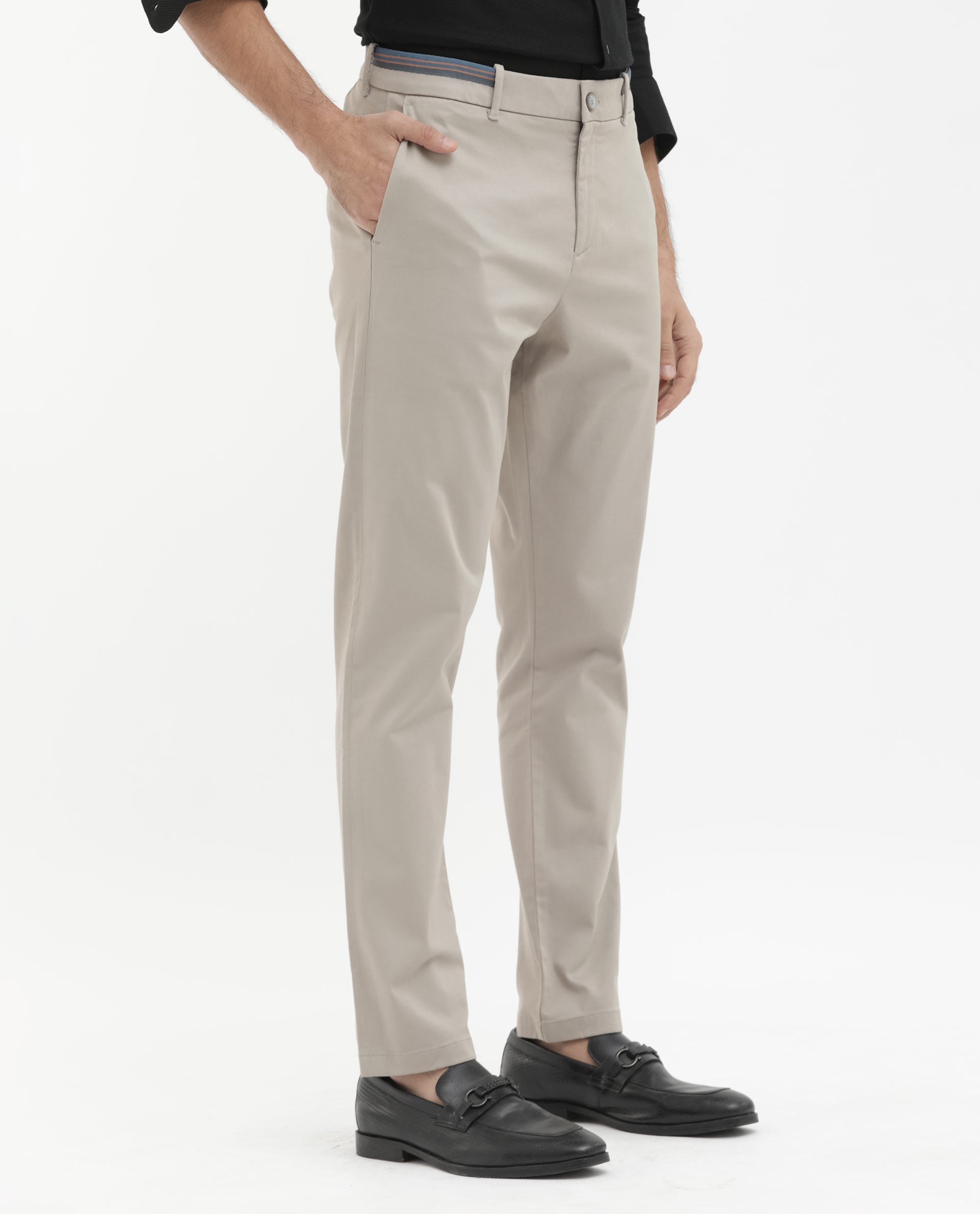 Rare Rabbit Mens Trello Beige Cotton Lycra Solid Trouser