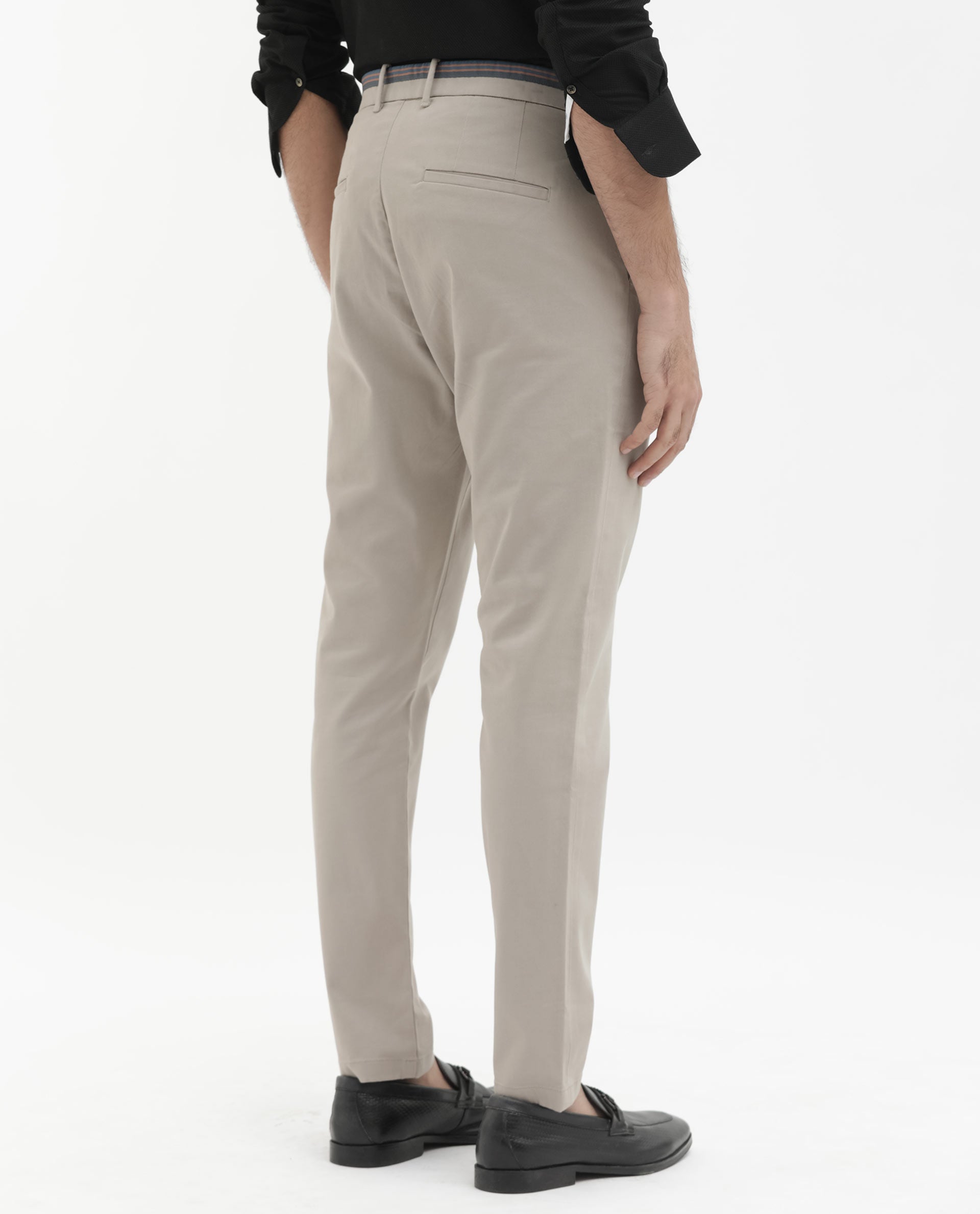 Rare Rabbit Mens Trello Beige Cotton Lycra Solid Trouser