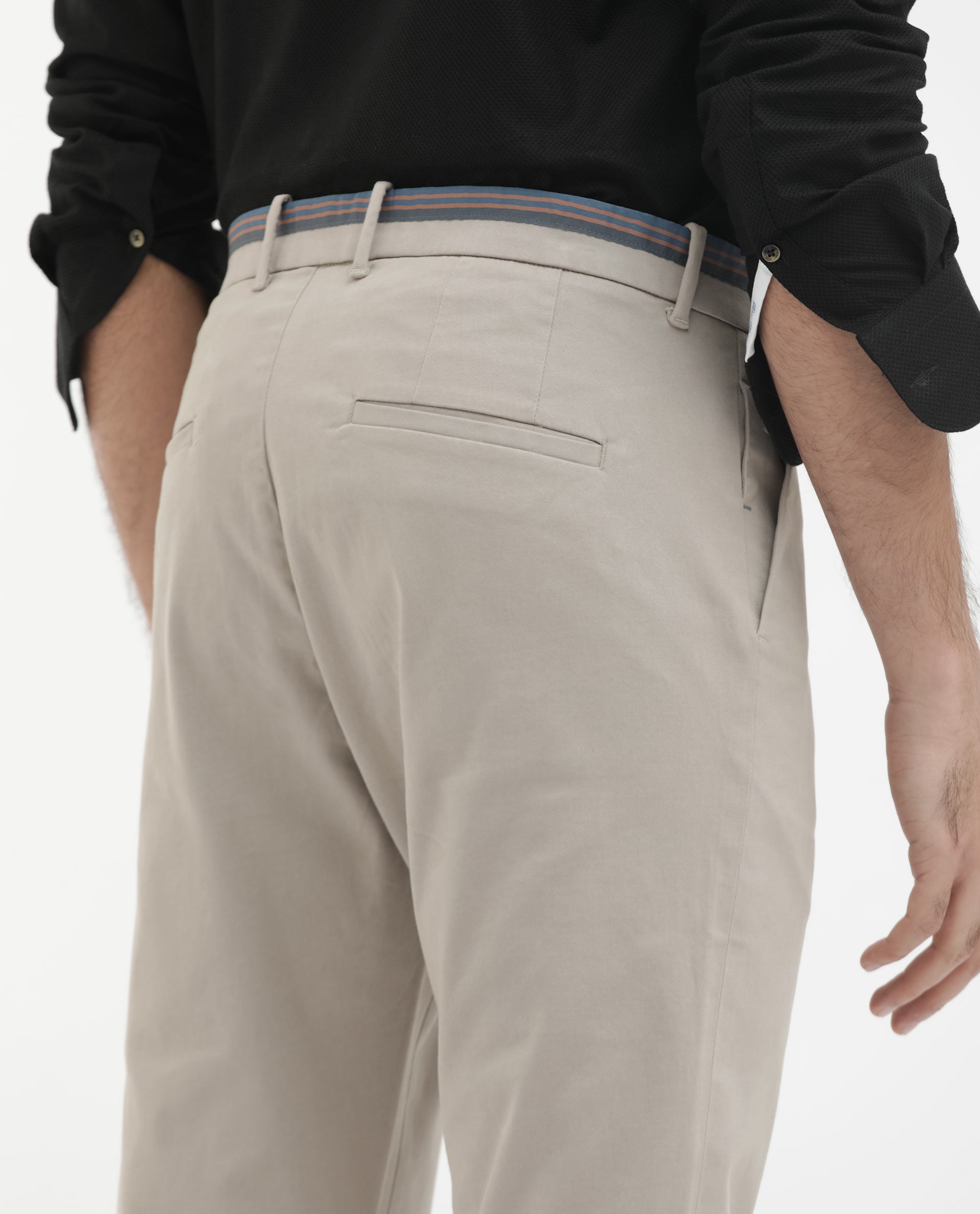 Rare Rabbit Mens Trello Beige Cotton Lycra Solid Trouser