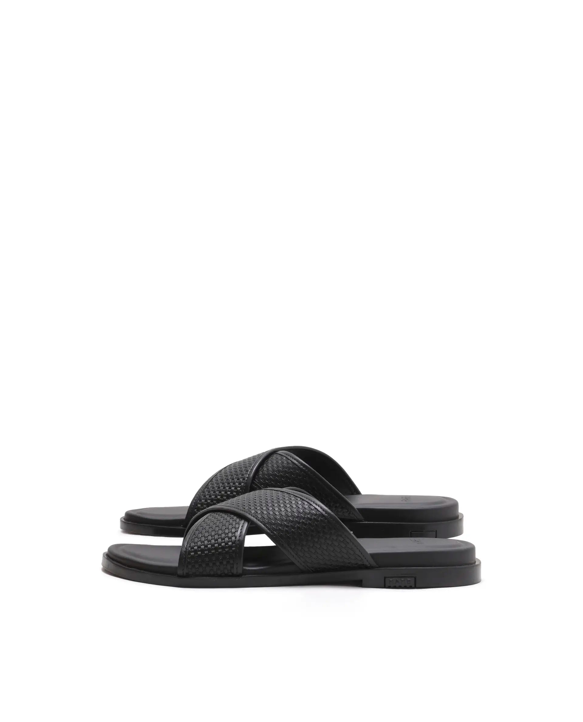 Rarez Men's Trev Black Leather Regular Sandal