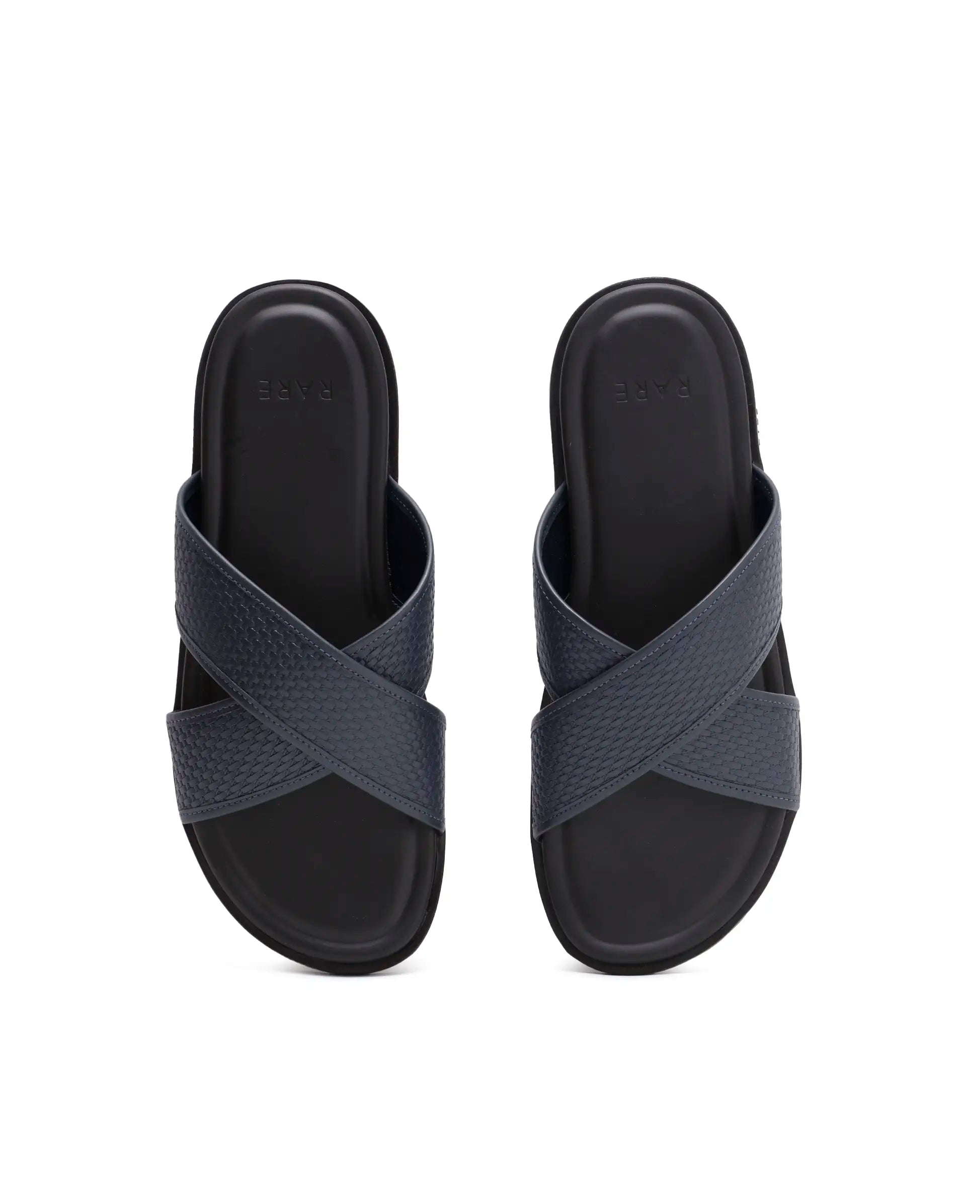 Rarez Men's Trev Dark Navy Leather Regular Sandal