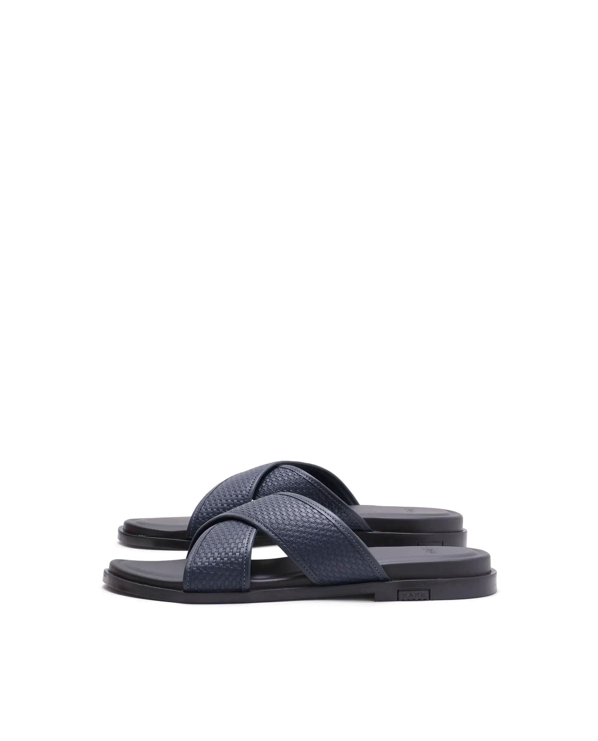 Rarez Men's Trev Dark Navy Leather Regular Sandal