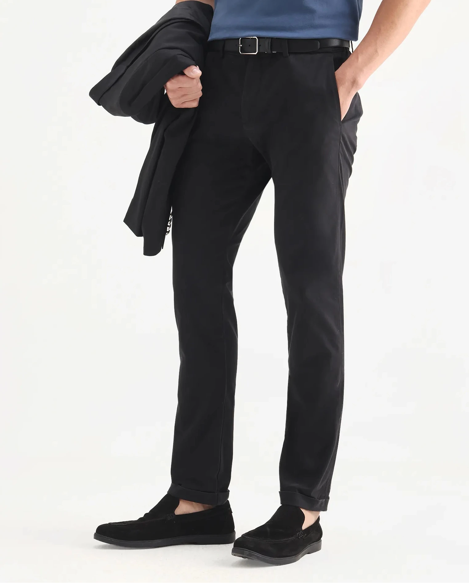 Rare Rabbit Men's Trews-22 Black Cotton Plain Regular Fit Trouser