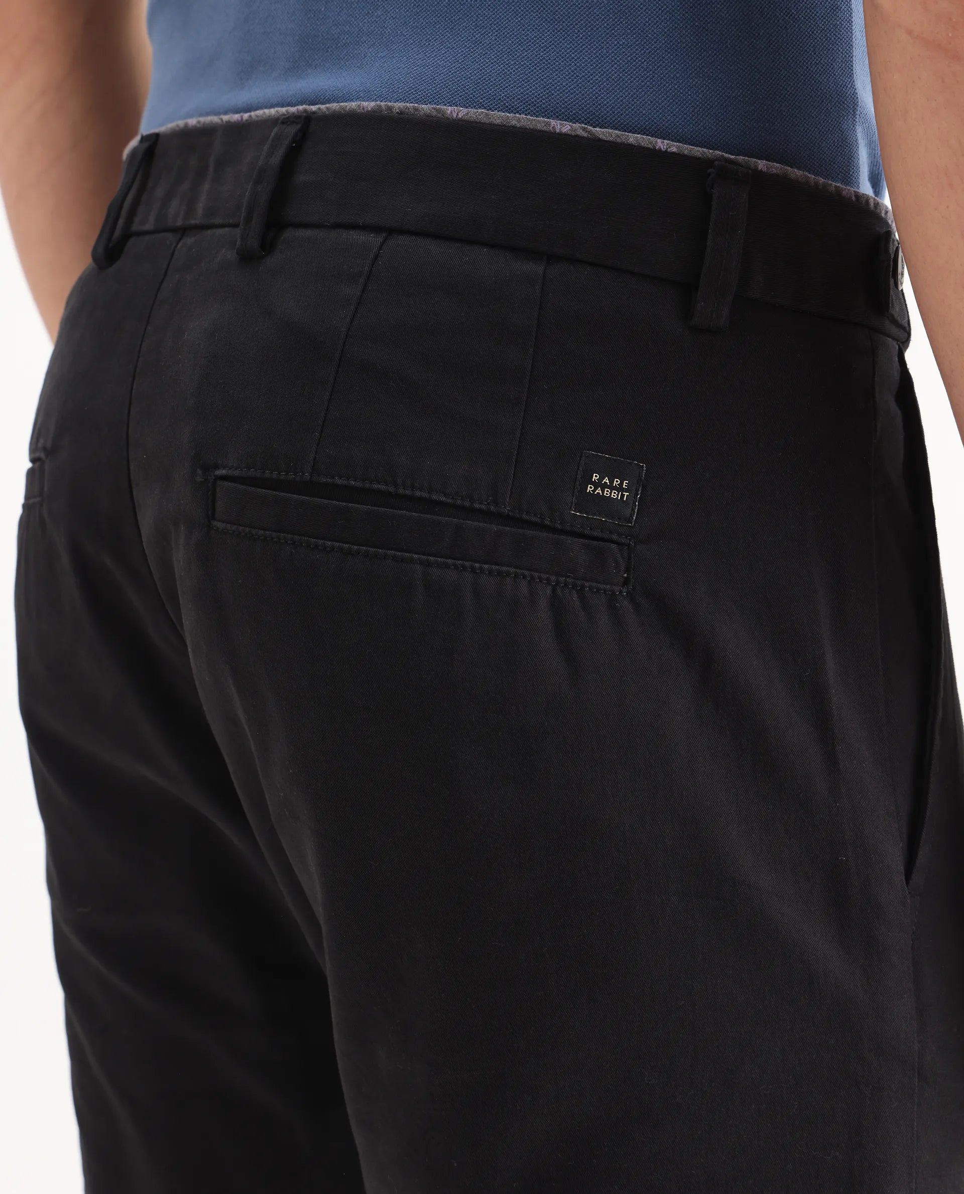 Rare Rabbit Men's Trews-22 Black Cotton Plain Regular Fit Trouser