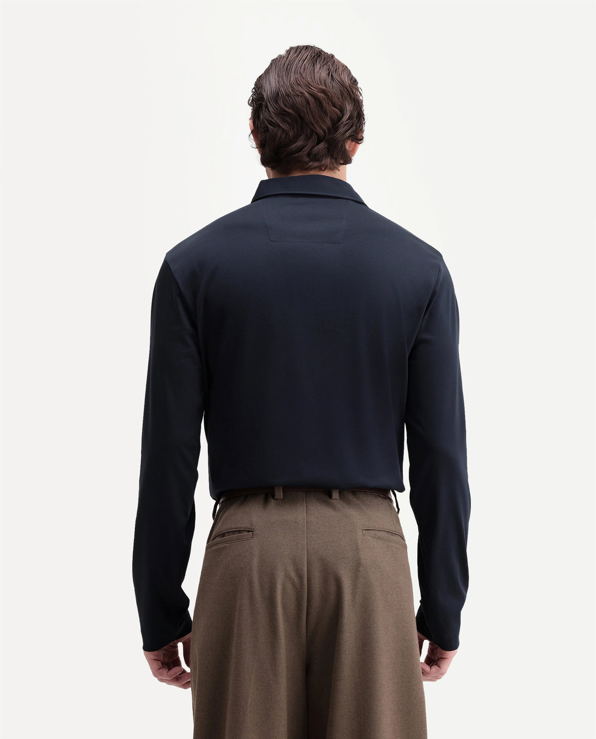 Rare Rabbit Men's Trio Navy Cotton Spread Collar Regular Plain Polo
