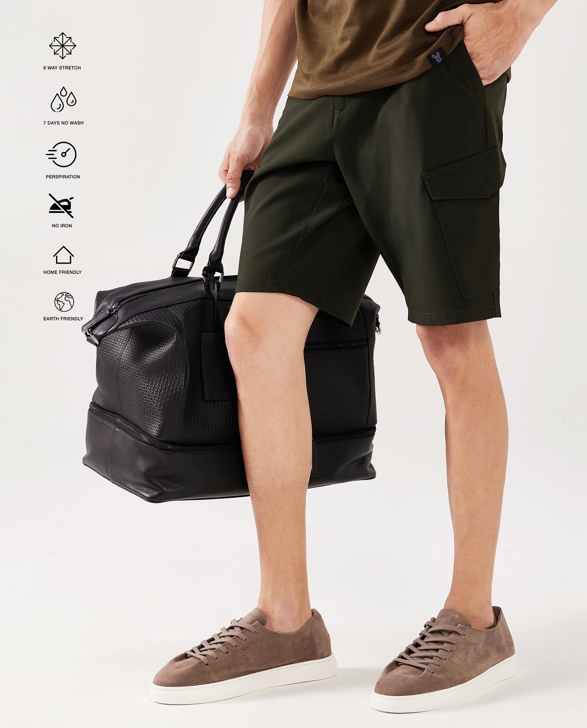 Rare Rabbit Men Tripco Olive Button And Zip Closure Mid-Rise Relaxed Fit Plain Shorts