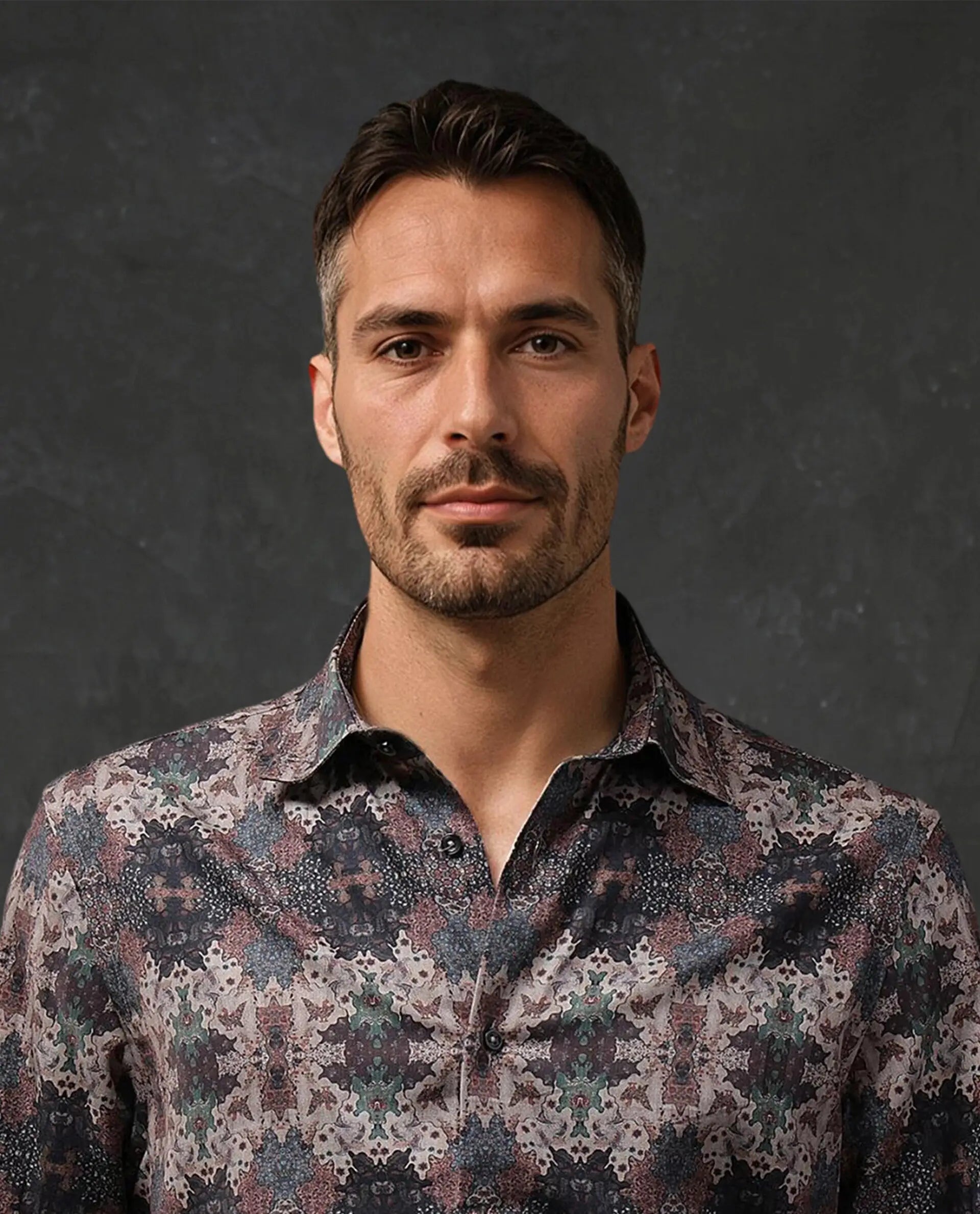 Rare Rabbit Men Troco Ls Brown Full Sleeve Collared Collar Button Closure Printed Shirt