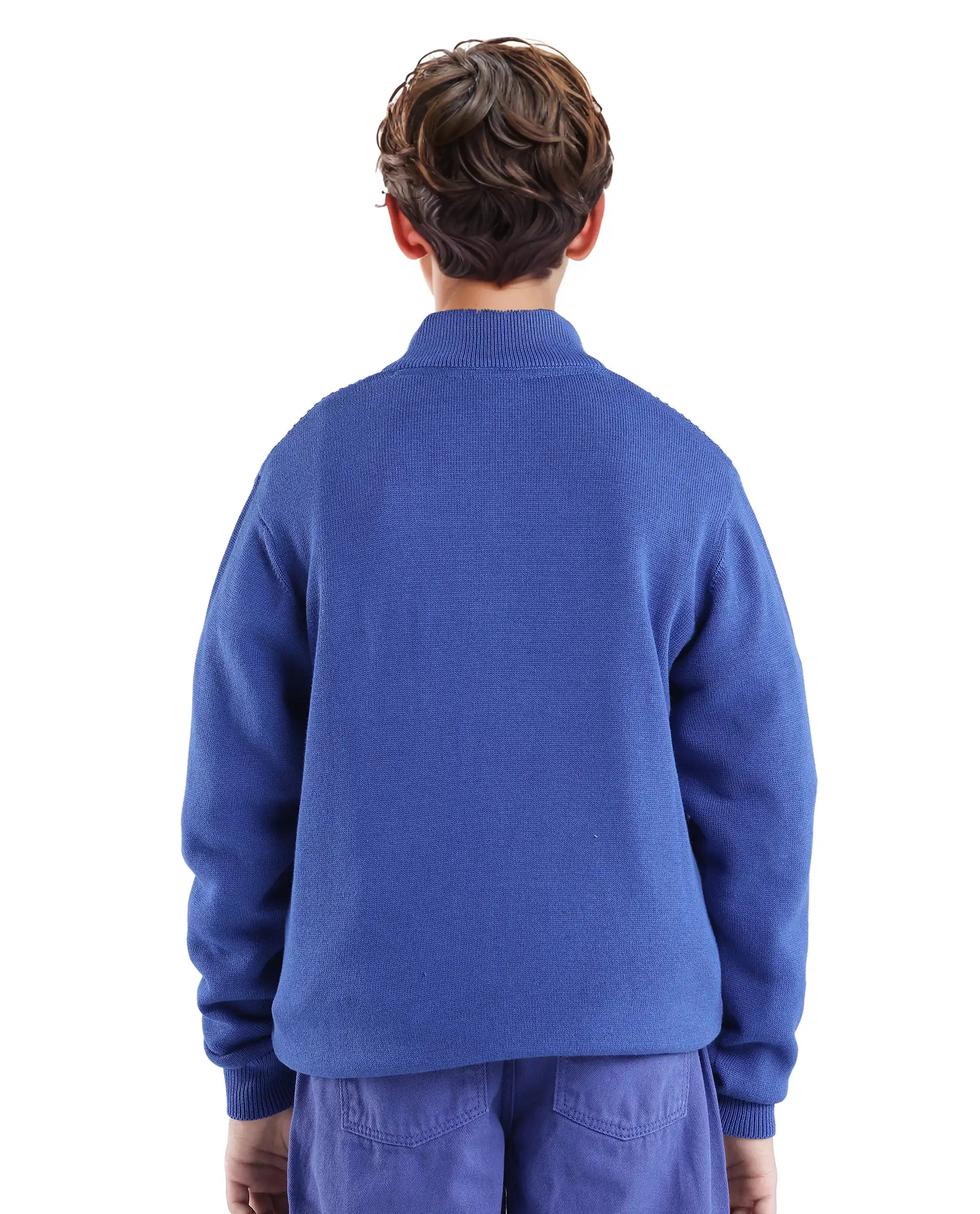 Rare Ones Kids Tron Blue Cotton Full Sleeve Zipper Regular Fit Sweater