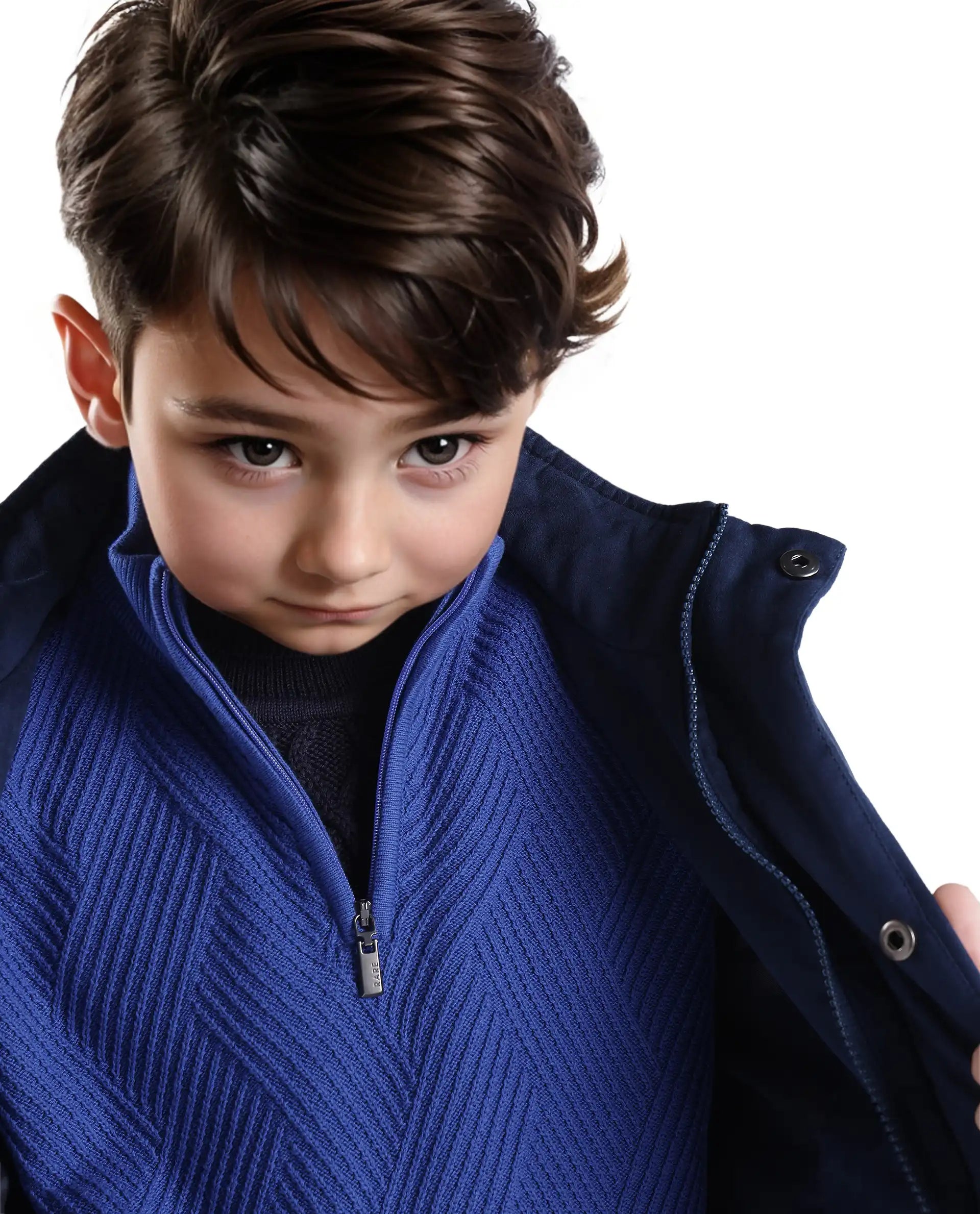 Rare Ones Kids Tron Blue Cotton Full Sleeve Zipper Regular Fit Sweater