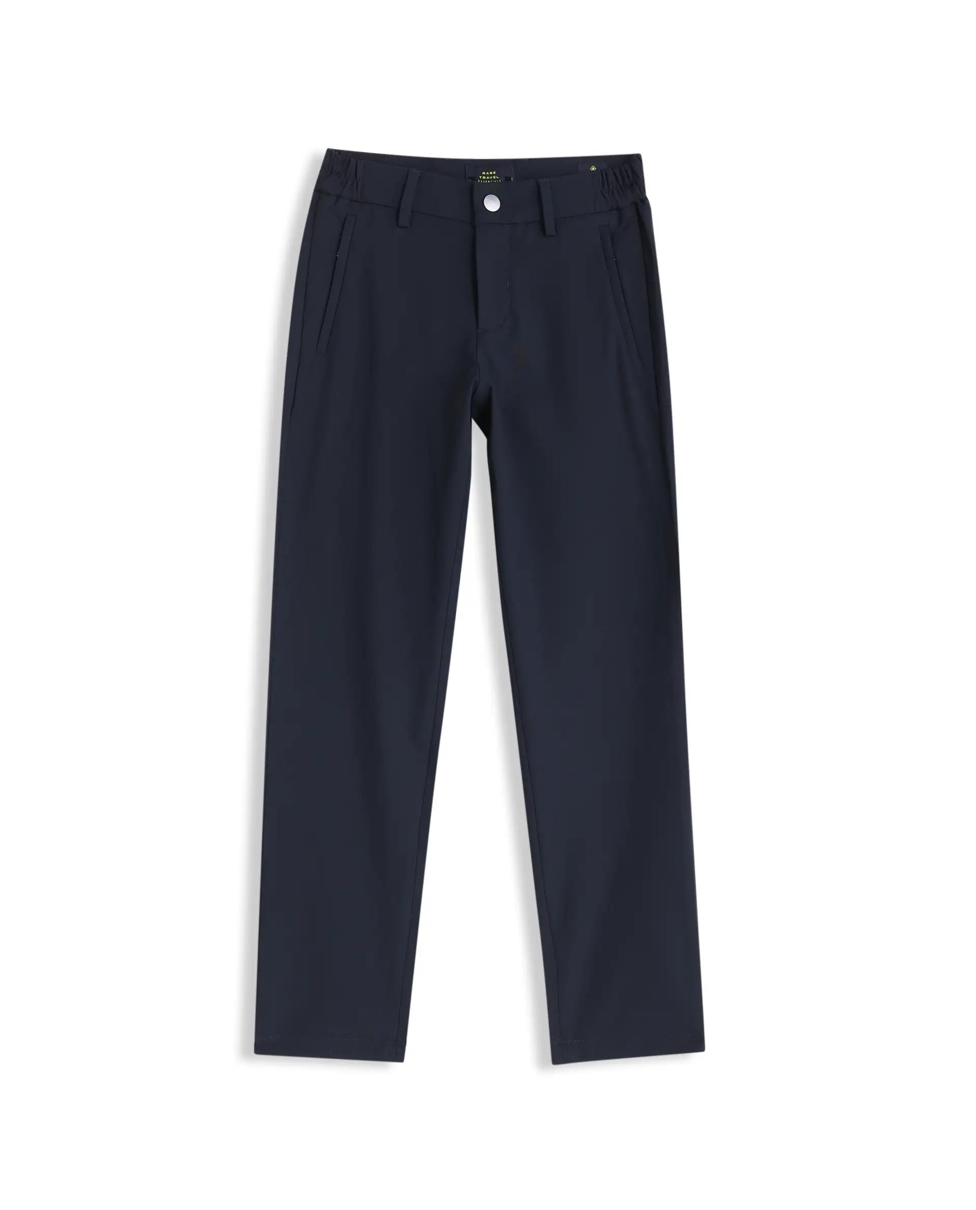 Rare Ones Kids Trove-26 Navy Polyester Blend Button And Zipper Closure Slim Fit Trouser