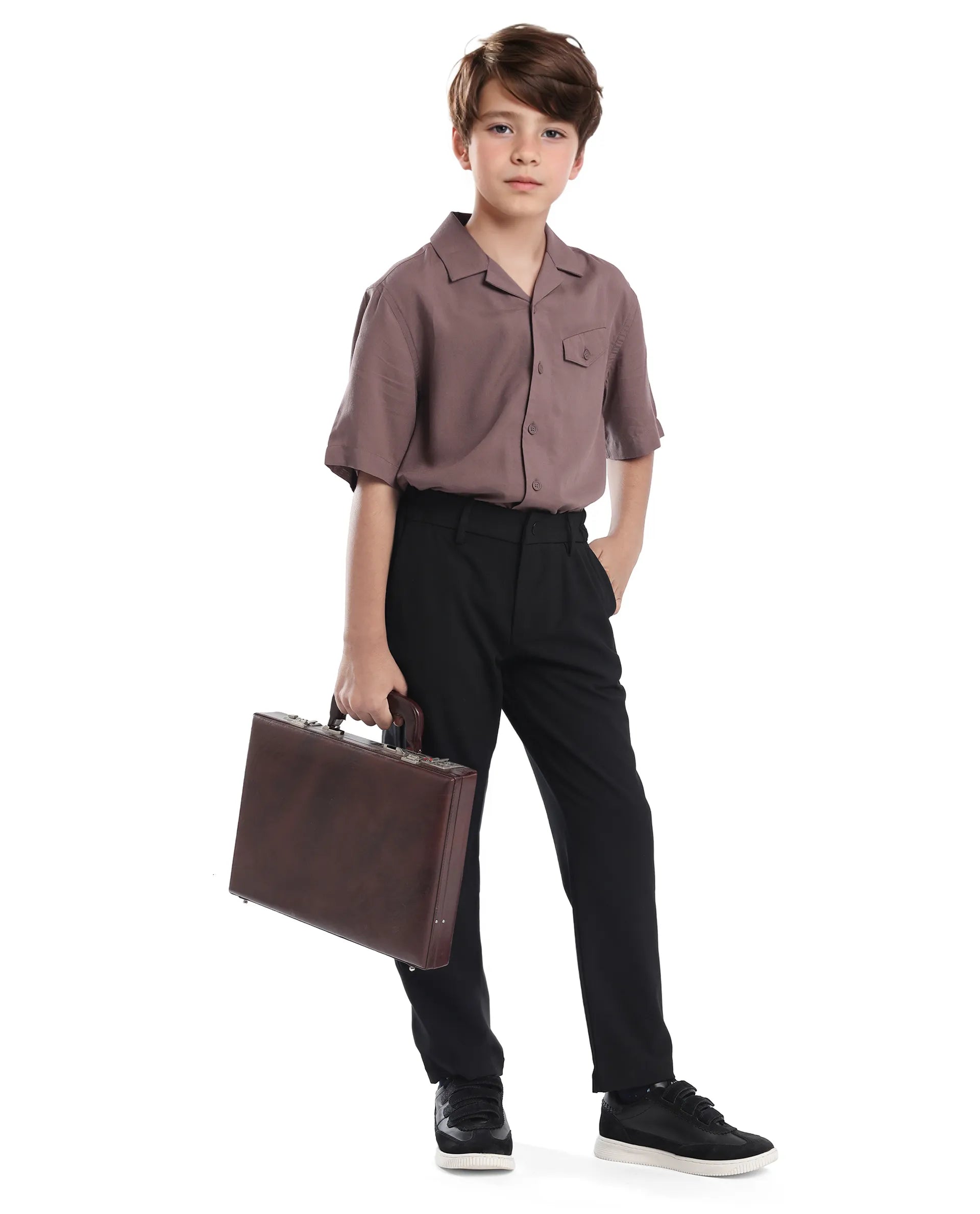 Rare Ones Kids Trove Black Cotton Poly Regular Fit Solid Trouser