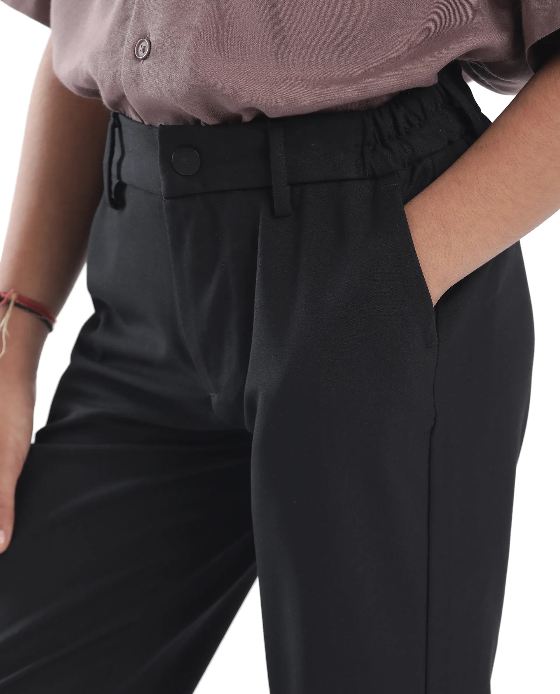 Rare Ones Kids Trove Black Cotton Poly Regular Fit Solid Trouser