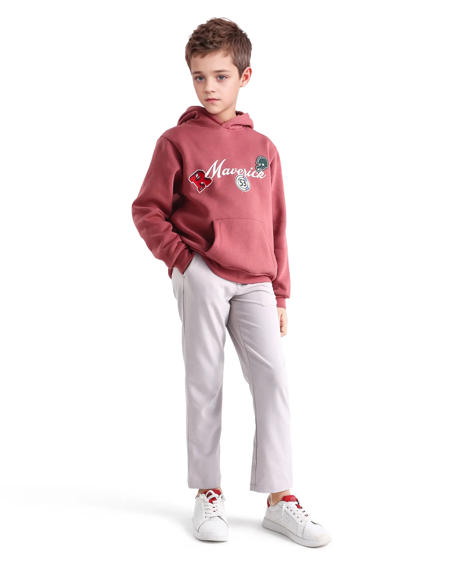 Rare Ones Kids Trove Light Beige Cotton Poly Regular Fit Solid Trouser