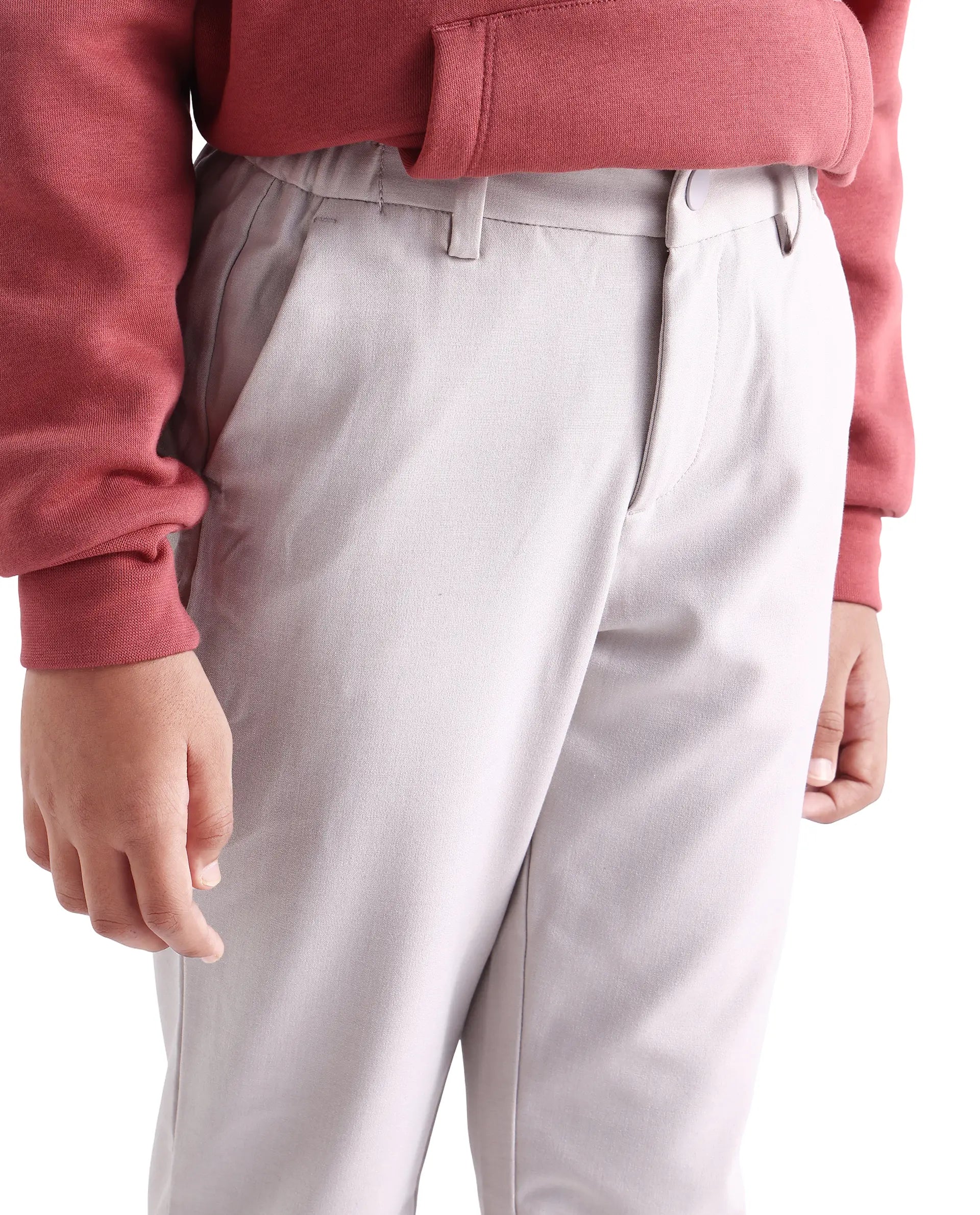 Rare Ones Kids Trove Light Beige Cotton Poly Regular Fit Solid Trouser