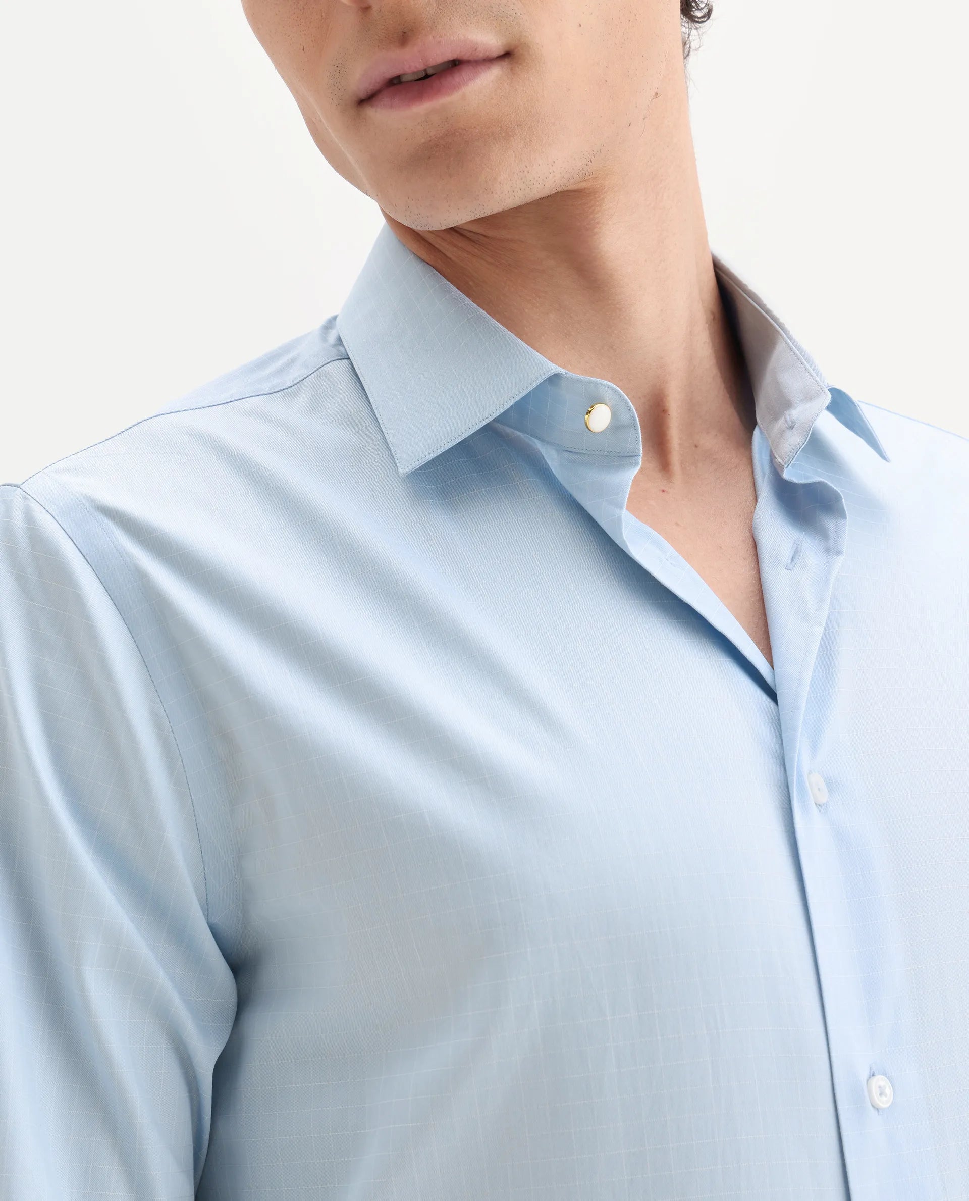 Rare Rabbit Men's Truc Blue Cotton Fabric Full Sleeve Regular Fit Plain Shirt