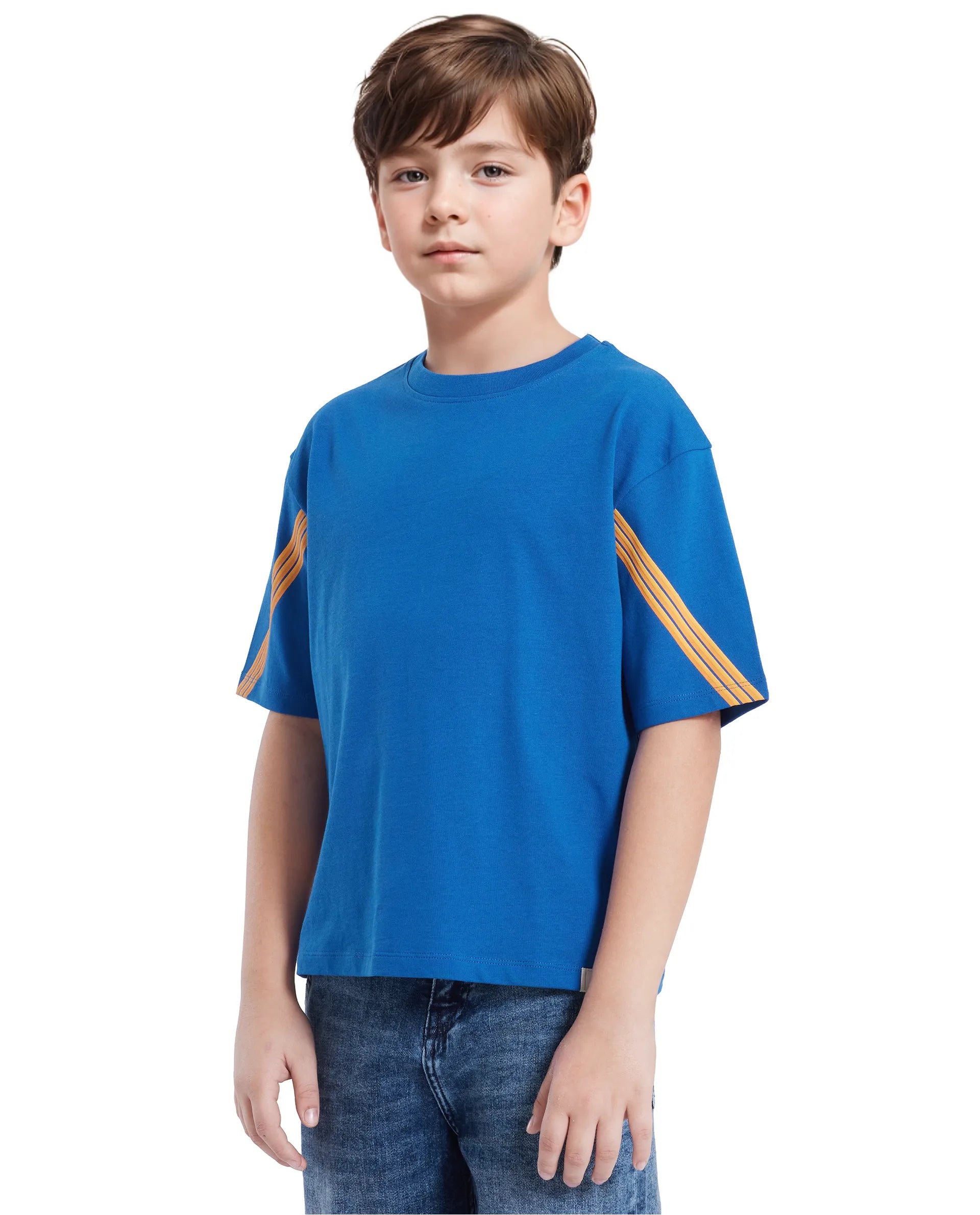 Rare Ones Kids Tsum Blue Cotton Half Sleeve Slip-On Printed Boxy Fit T-Shirt