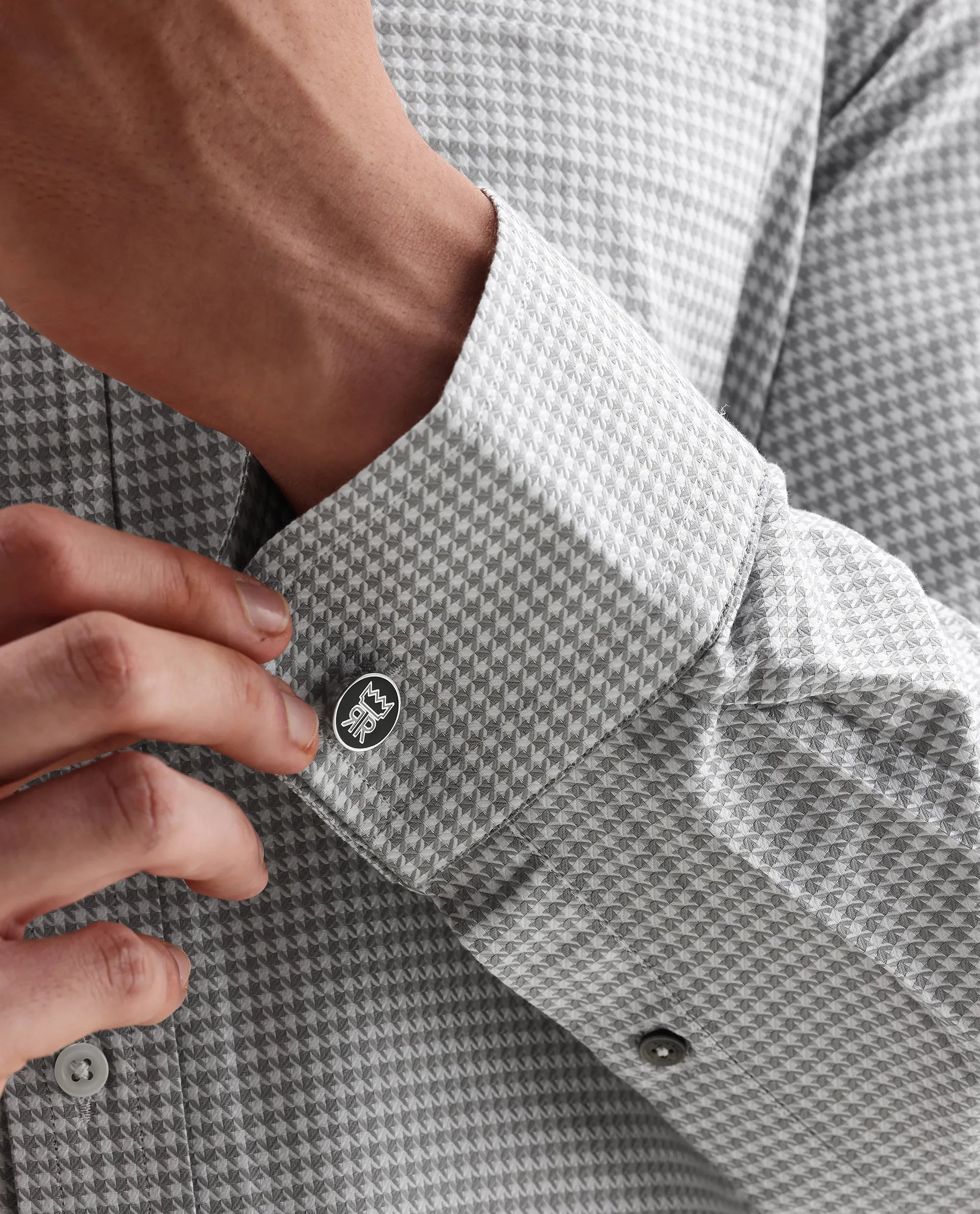 Rare Rabbit Men's Tucky Grey Cotton Blend Striped Print Regular Fit Full Sleeve Collared Shirt