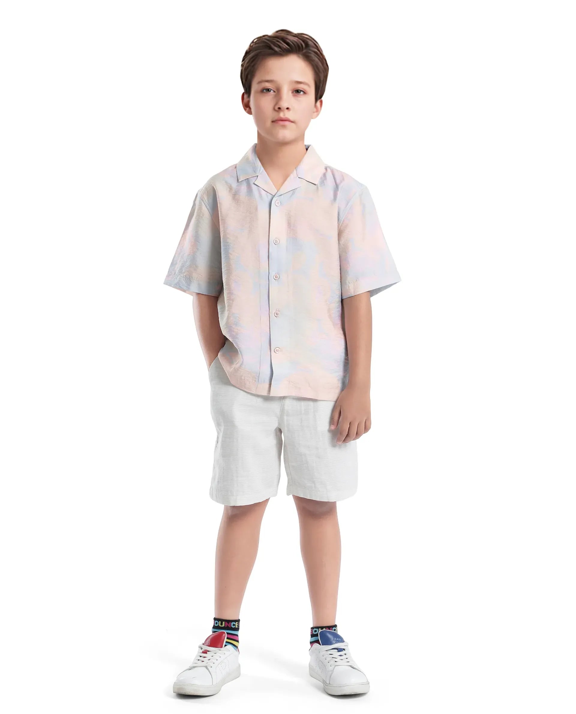 Rare Ones Kids Tugi-K Light Purple Viscose Blend Printed Button Closure Regular Fit Shirt