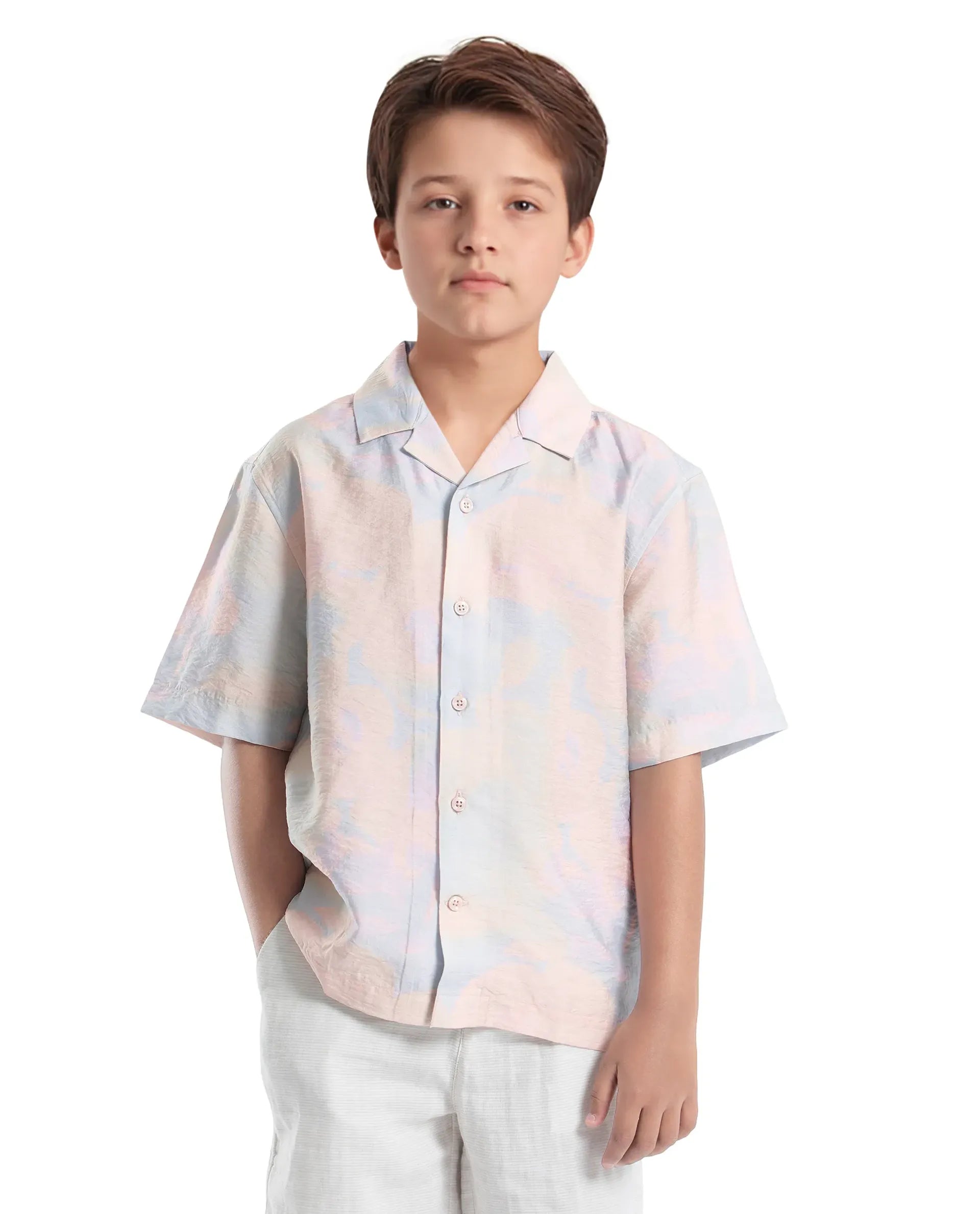 Rare Ones Kids Tugi-K Light Purple Viscose Blend Printed Button Closure Regular Fit Shirt