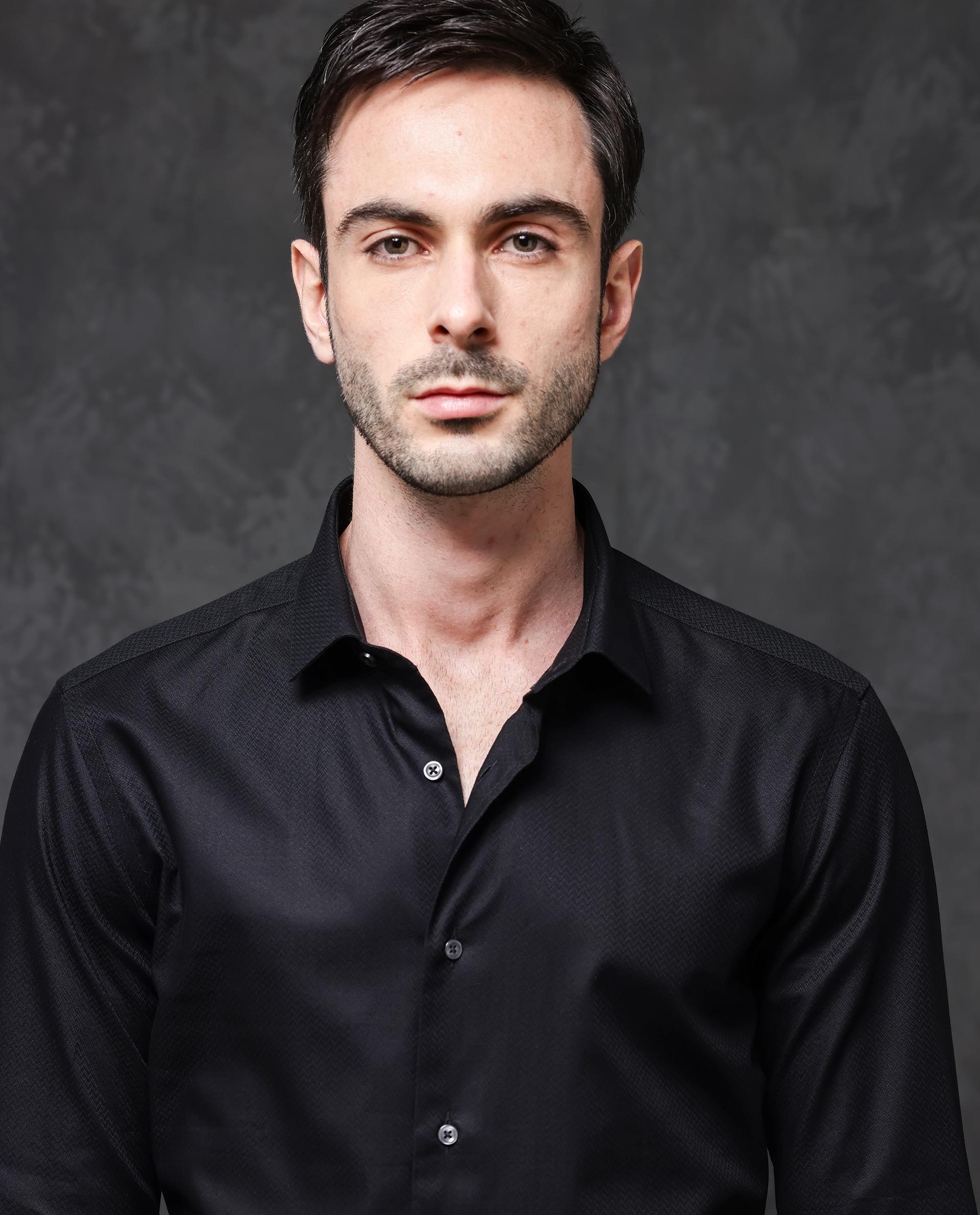 Rare Rabbit Mens Tunel Black Cotton Dobby Fabric Full Sleeve Solid Color Textured Shirt