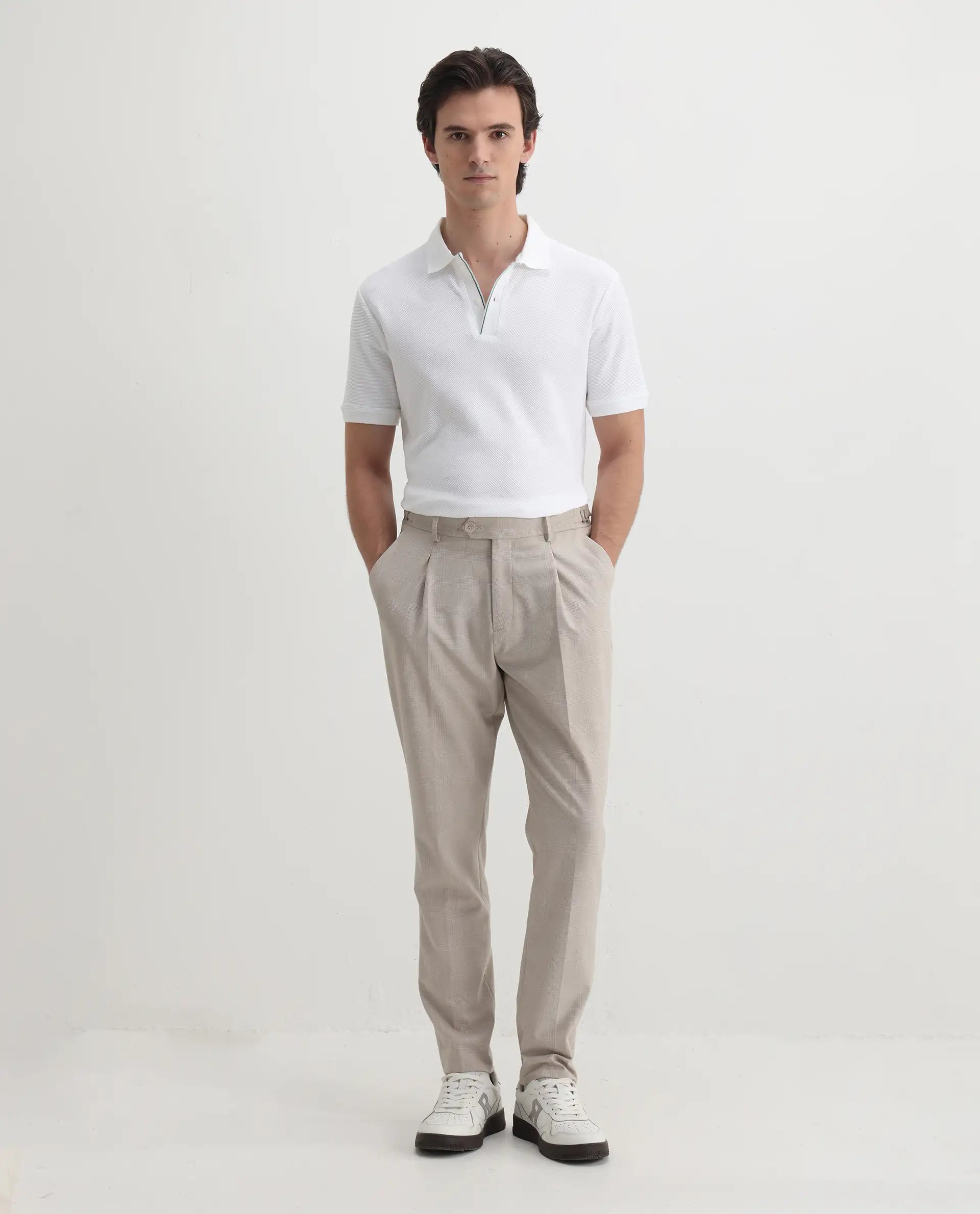 Rare Rabbit Men's Turino White Cotton Plain Regular Fit Half Sleeve Polo