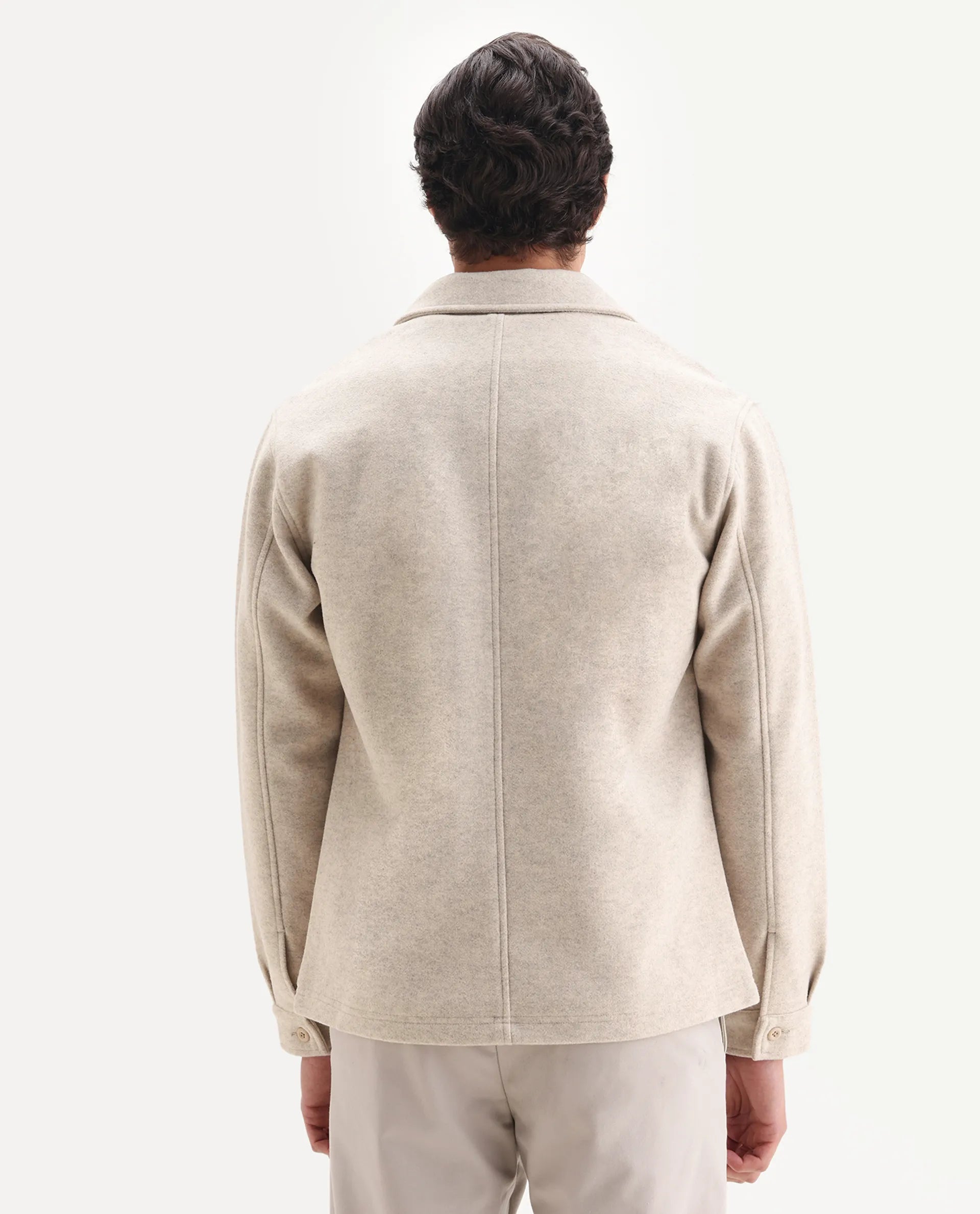 Rare Rabbit Men's Tweeder-25 Beige Polyester Blend Fabric Collared Neck Regular Fit Plain Jacket