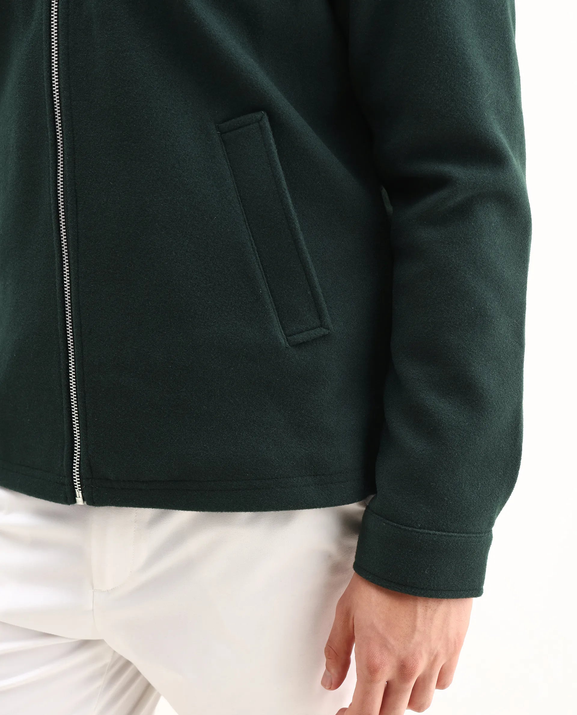 Rare Rabbit Men's Tweeder-25 Teal Polyester Blend Fabric Collared Neck Regular Fit Plain Jacket