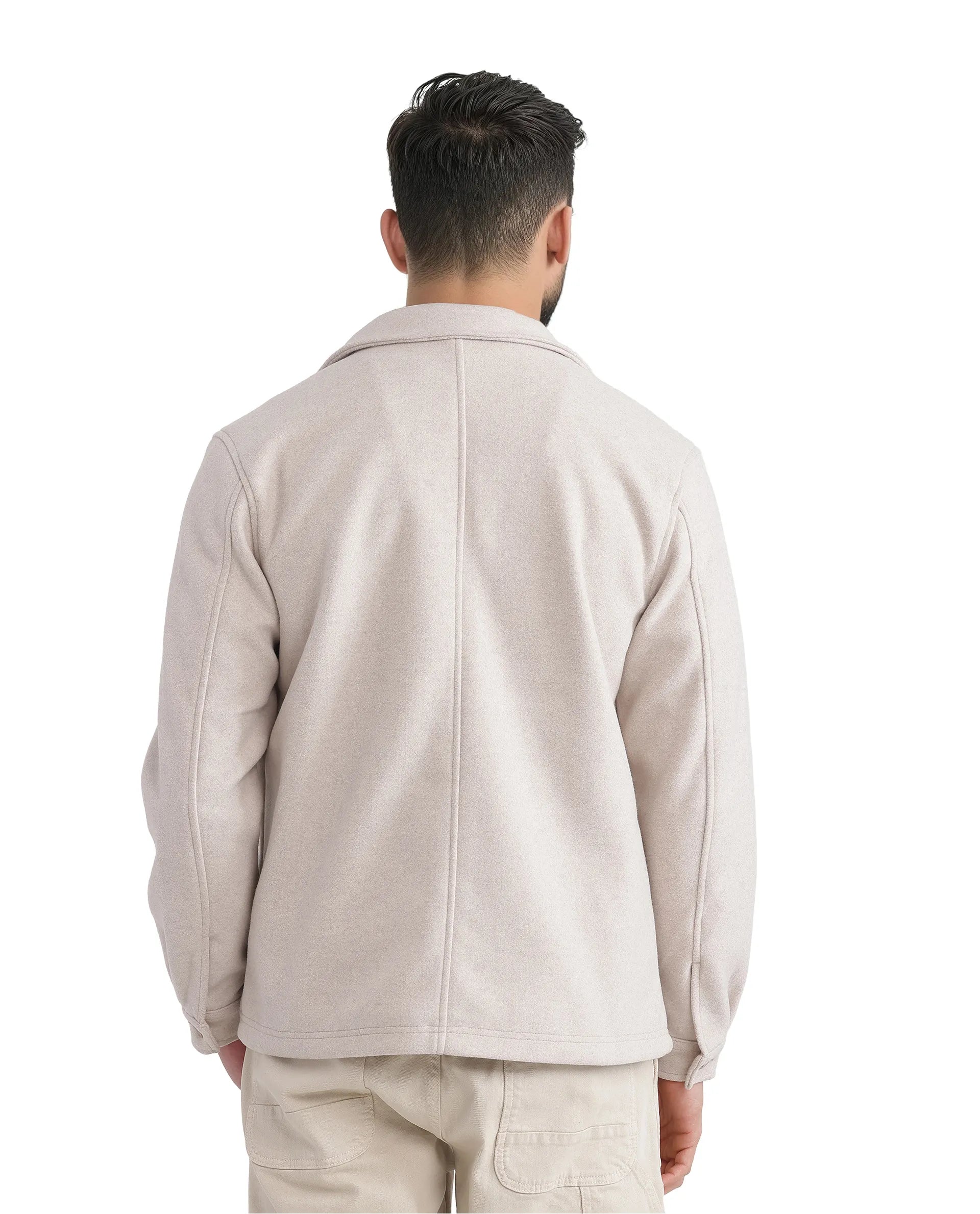 Rare Rabbit Men Tweeder-2 Beige Poly Rayon Fabric Full Sleeve Collared Neck Zipper Closure Relaxed Fit Plain Jacket