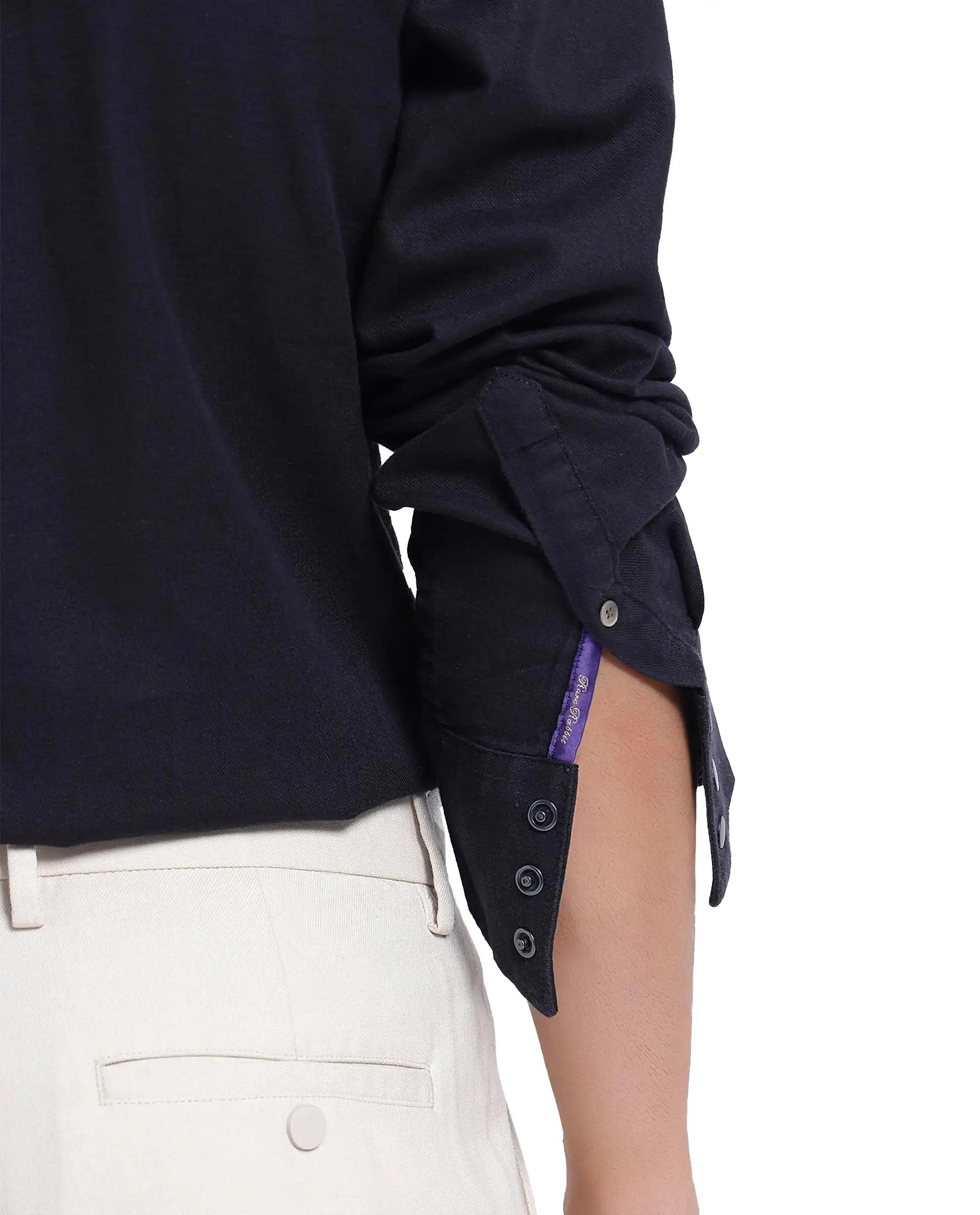 Rare Rabbit Men Tyson-1 Black Cotton Fabric Full Sleeve Snap Button Closure with Two Front Flap Pockets Plain Shirt