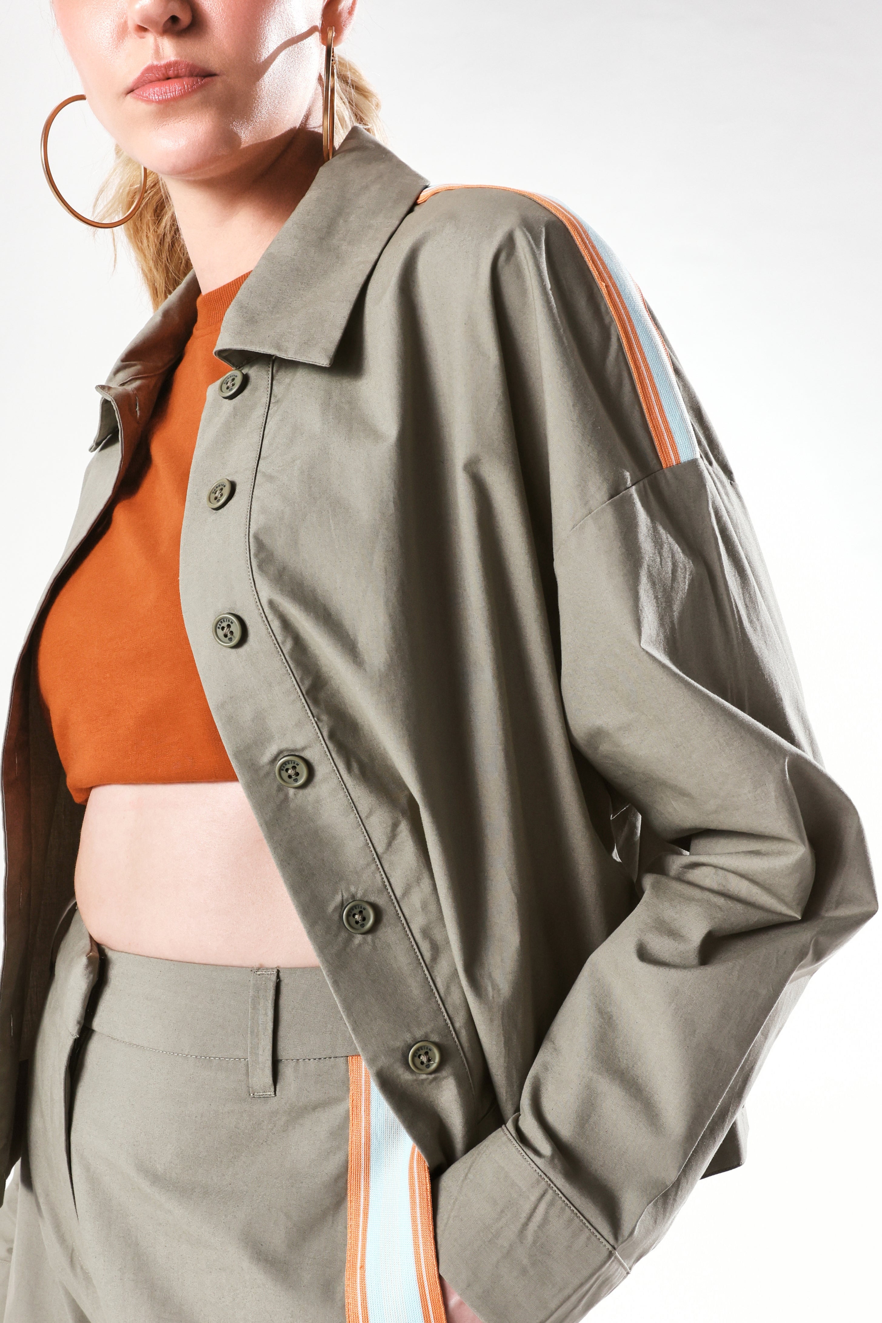 Rareism Women's Nocam S Dusky Green Cotton Spread Collar Plain Cuffed Sleeve Relaxed Fit Shirt