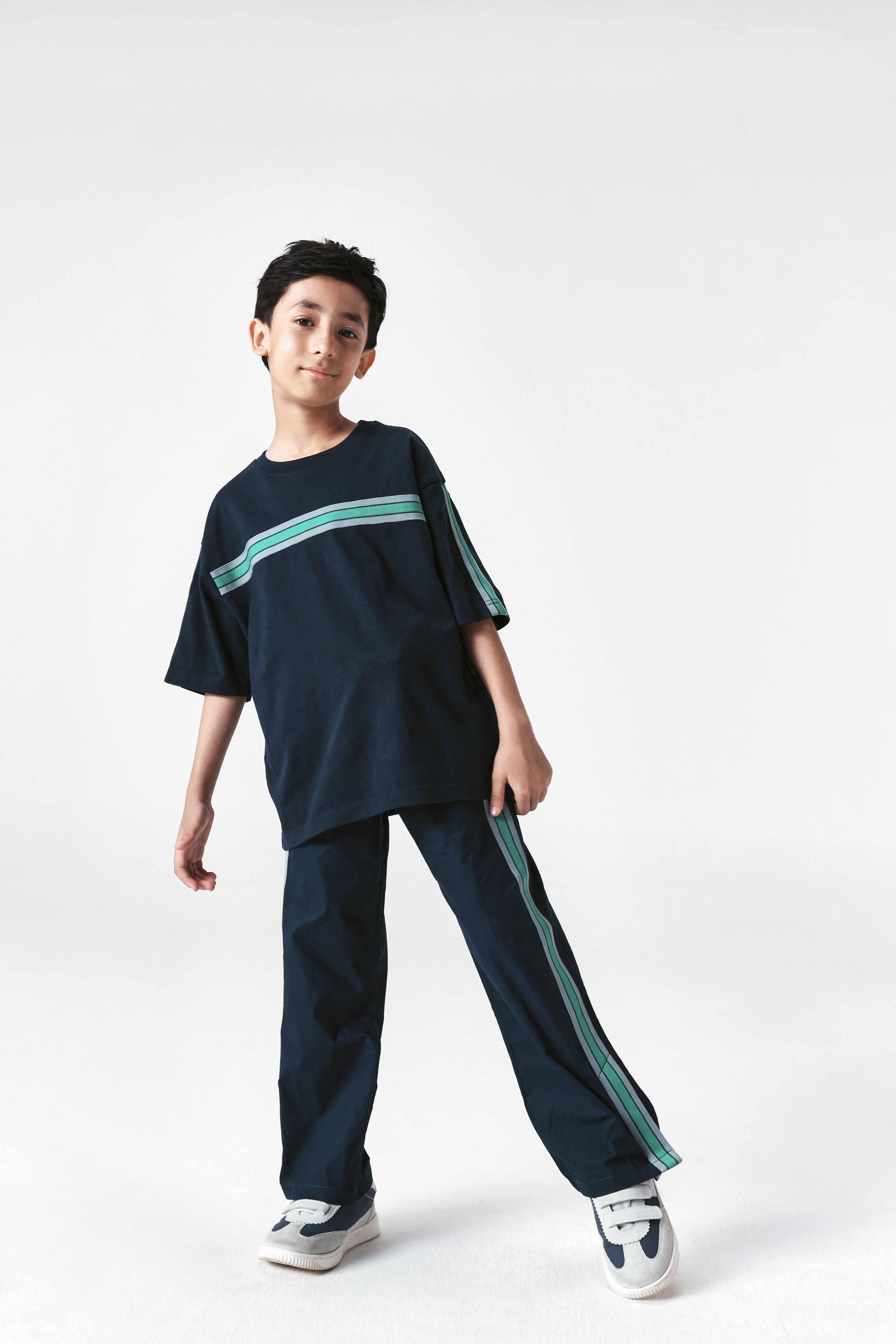 Rare Ones Kids Taper-T Navy Polyester Blend Short Sleeve Crew Neck Print T-Shirt