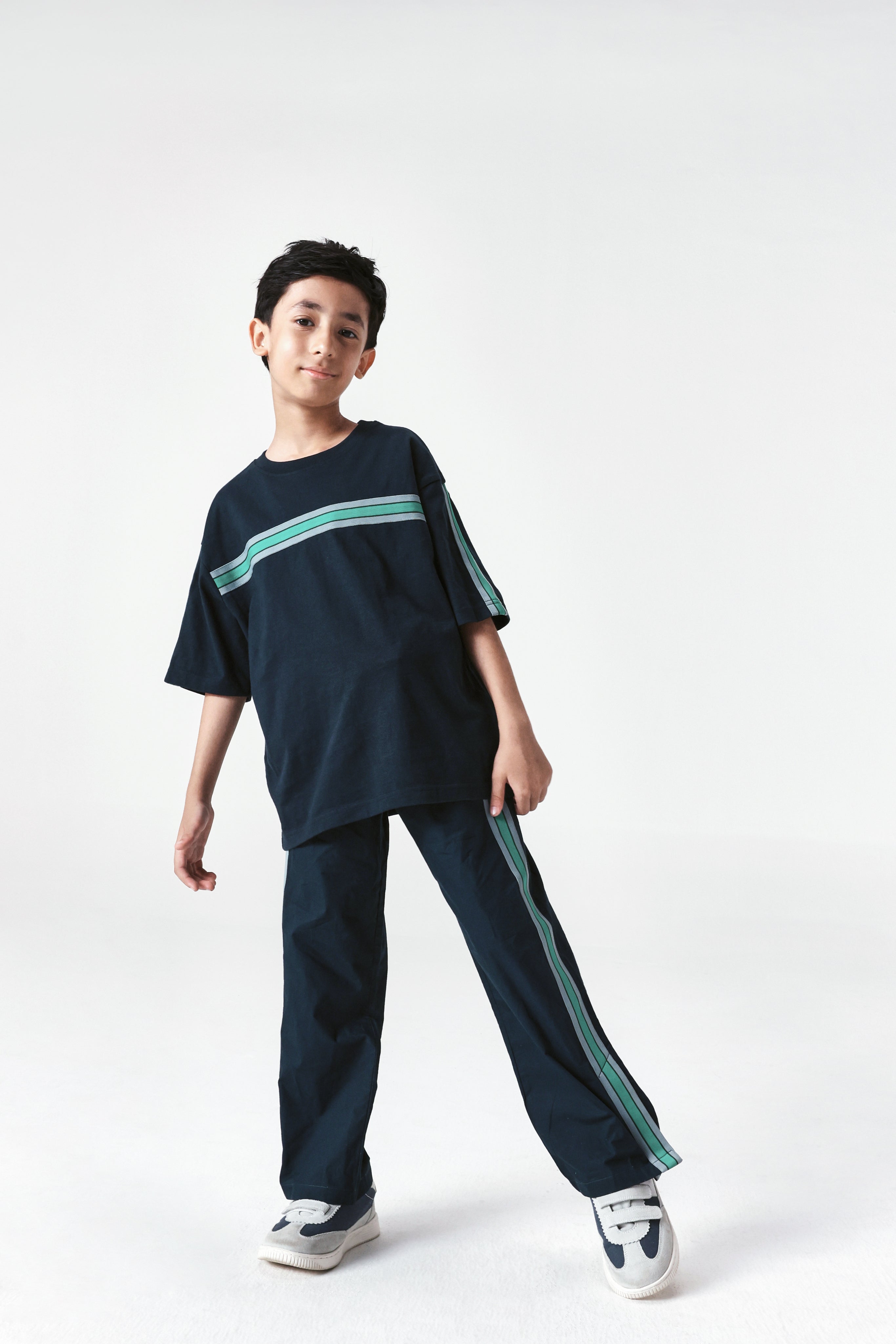 Rare Ones Kids Taper-T Navy Polyester Blend Short Sleeve Crew Neck Print T-Shirt