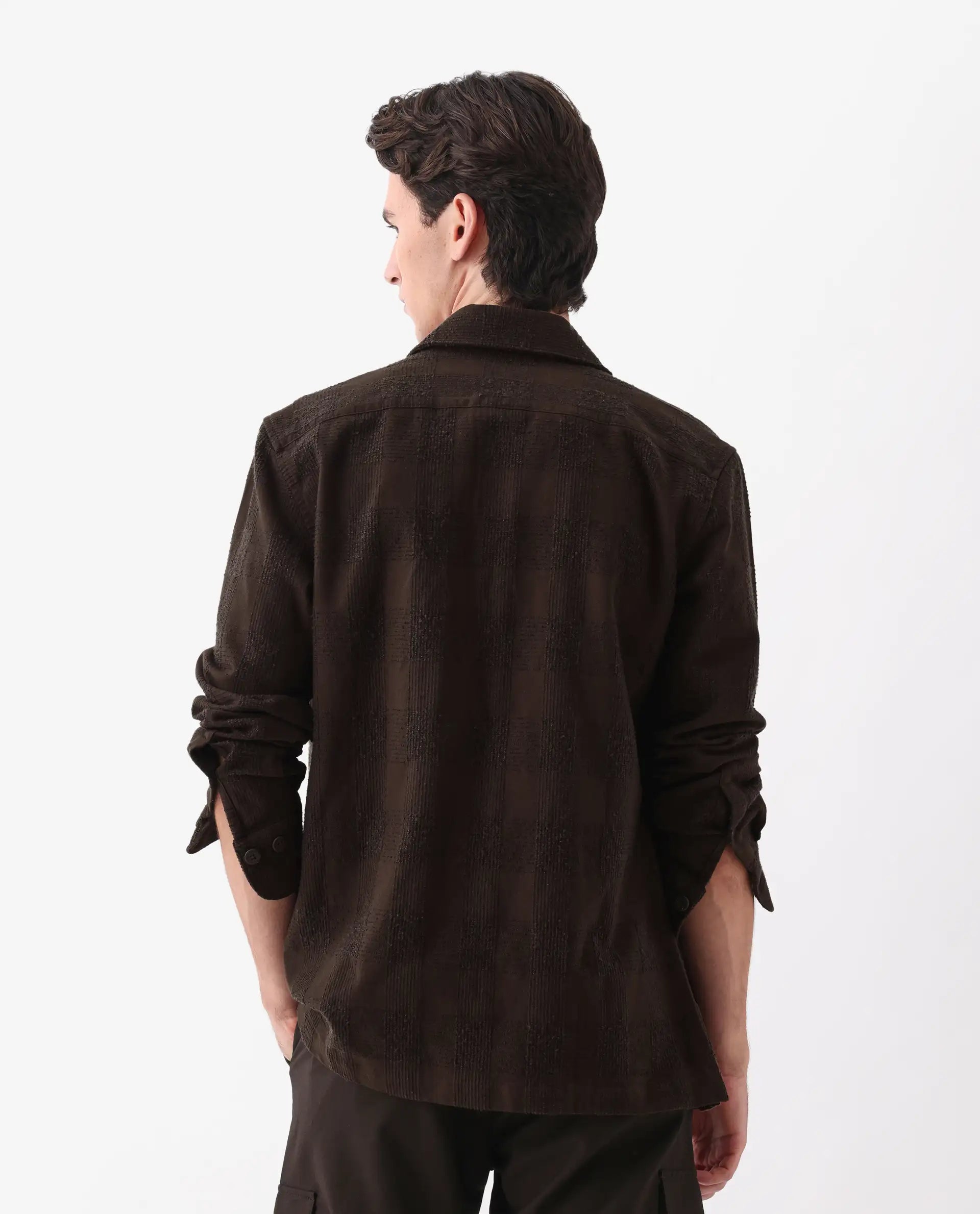 Rare Rabbit Men's Una Brown Cotton Checked Print Regular Fit Full Sleeve Collared Shirt