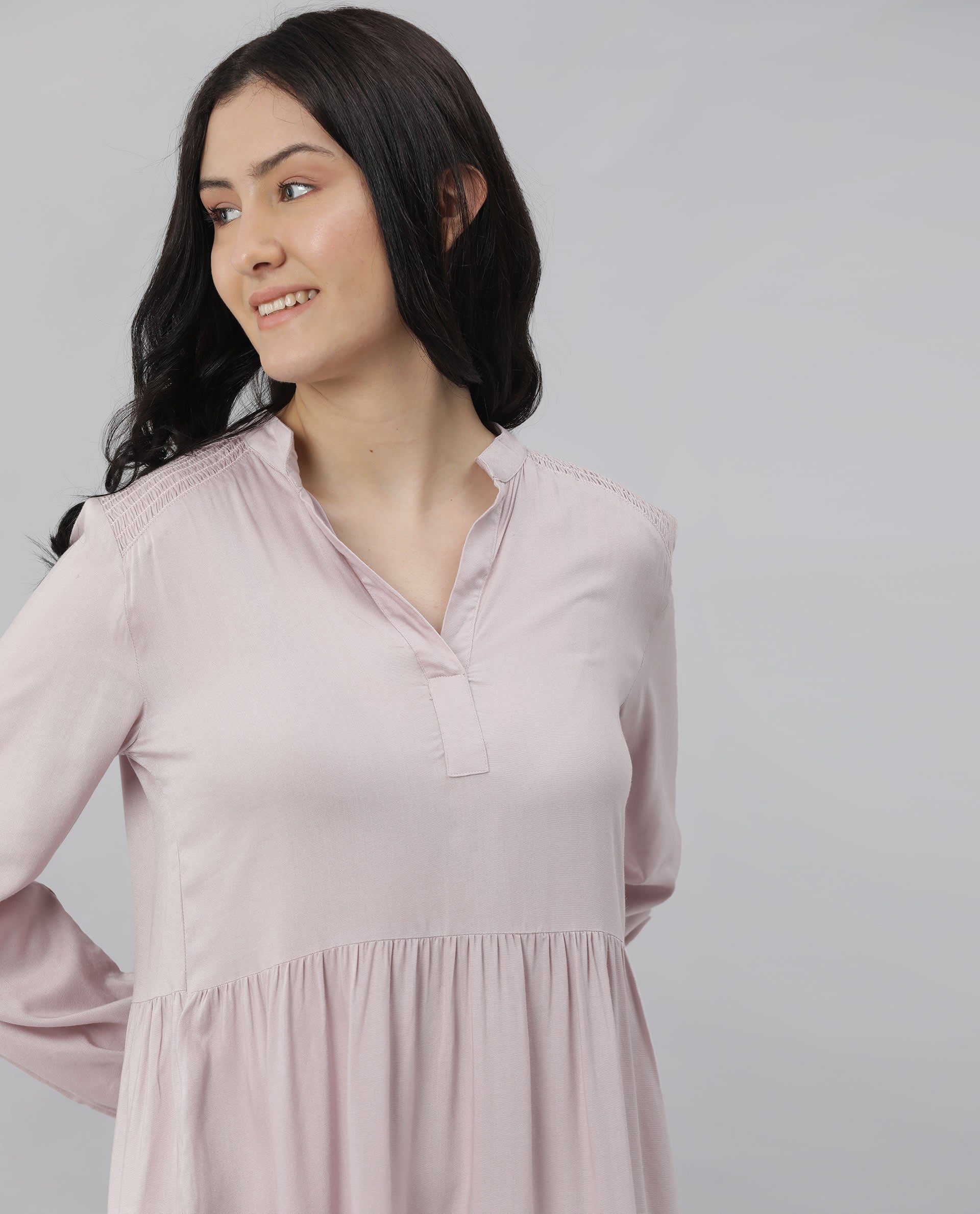 Rareism Women Unagi Purple Dress Full Sleeves Solid