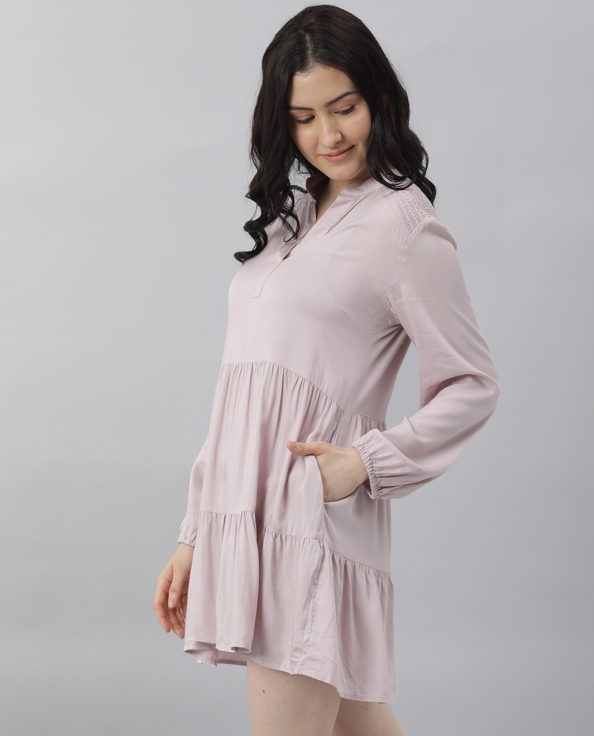 Rareism Women Unagi Purple Dress Full Sleeves Solid