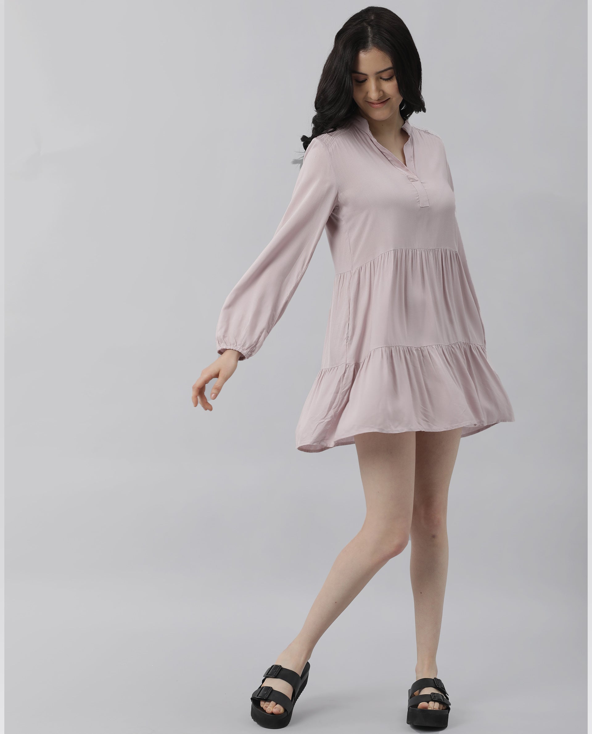 Rareism Women Unagi Purple Dress Full Sleeves Solid