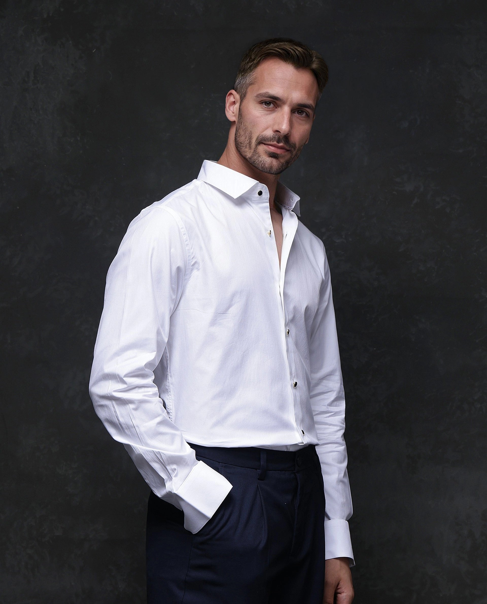 Rare Rabbit Men Utah White Full Sleeve Regular Fit Premium Business Solid Shirt