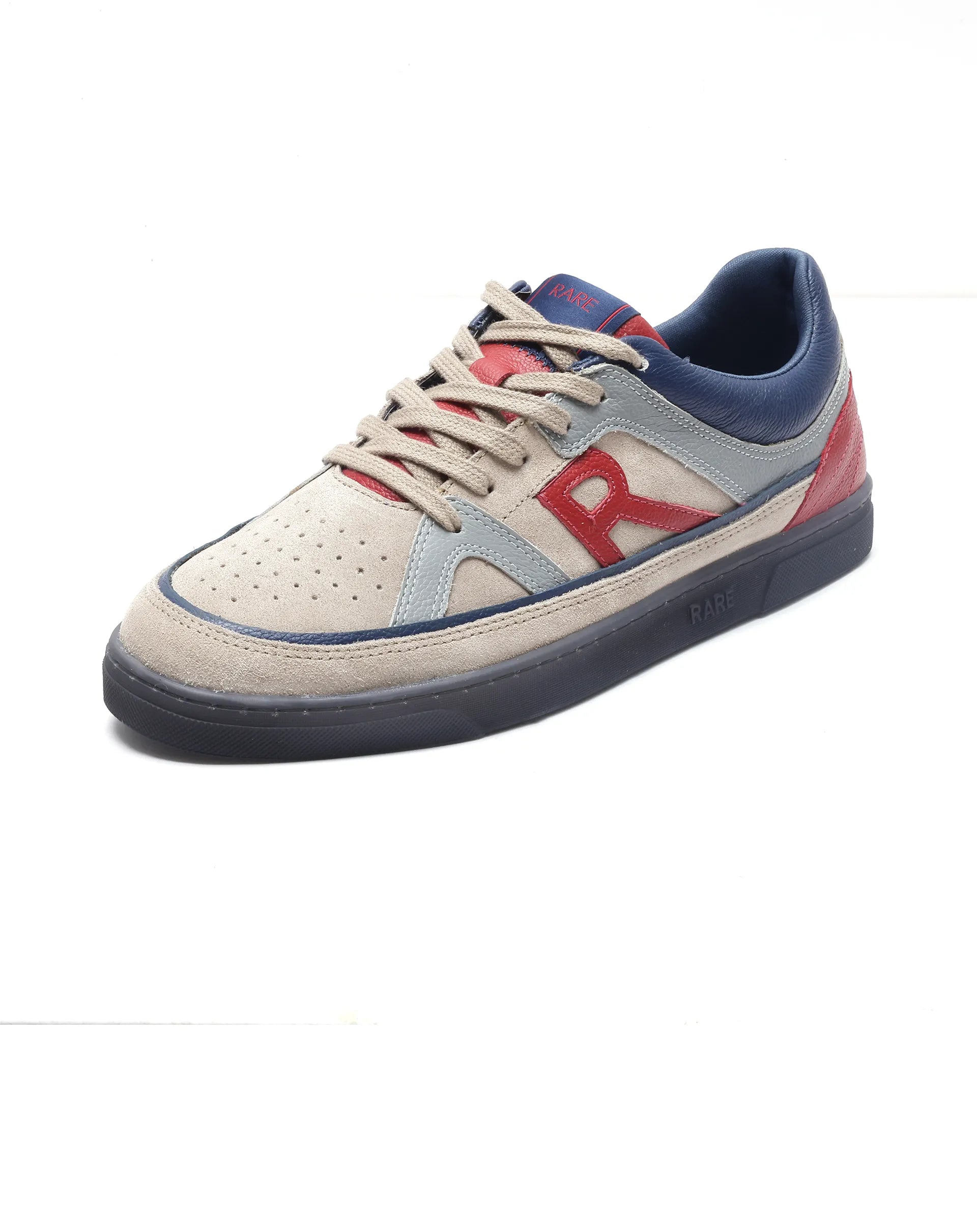 Rare Rabbit Men's Vale Beige Leather Lace-Up Closure Sneaker