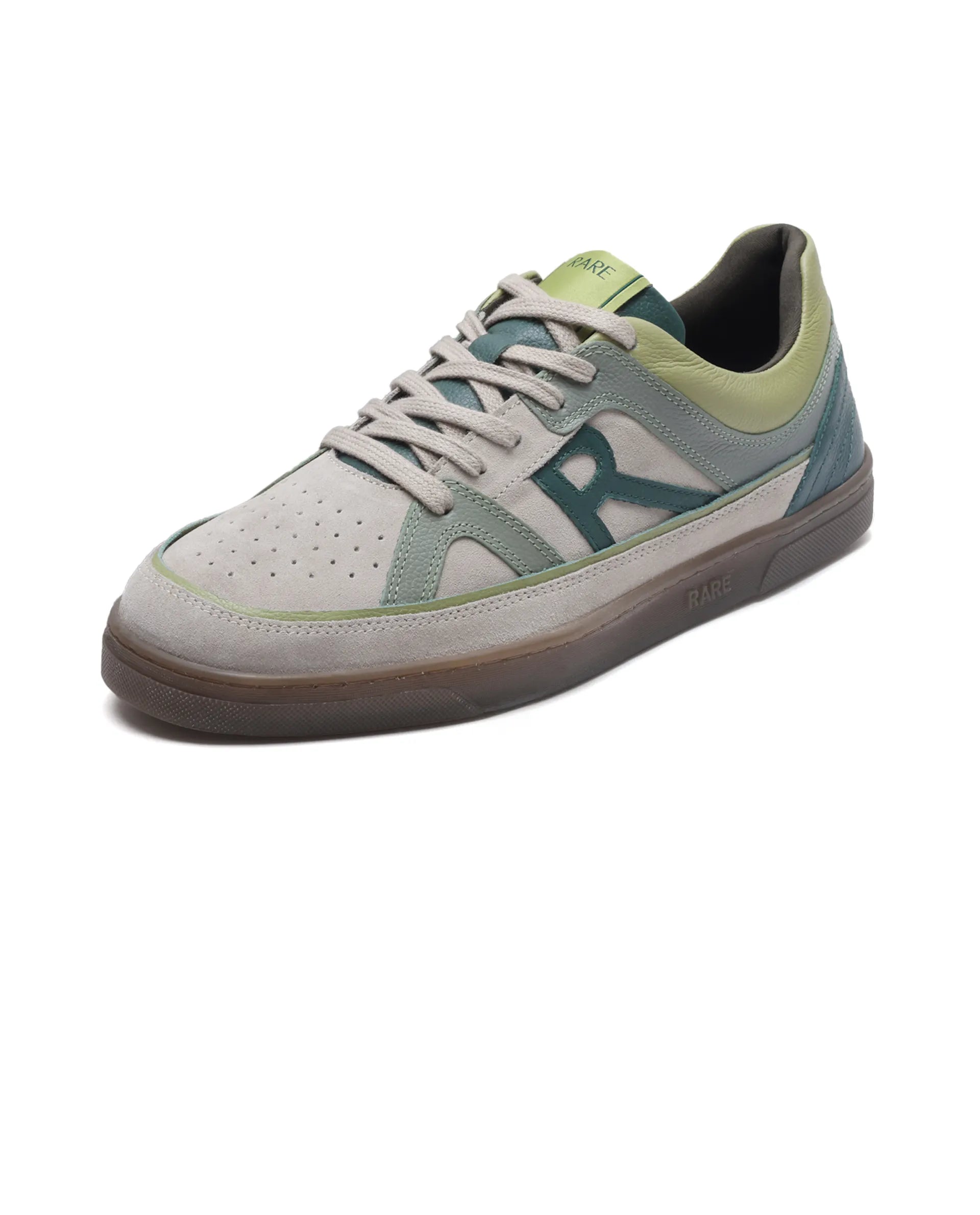 Rare Rabbit Men's Vale Green Leather Lace-Up Closure Sneaker