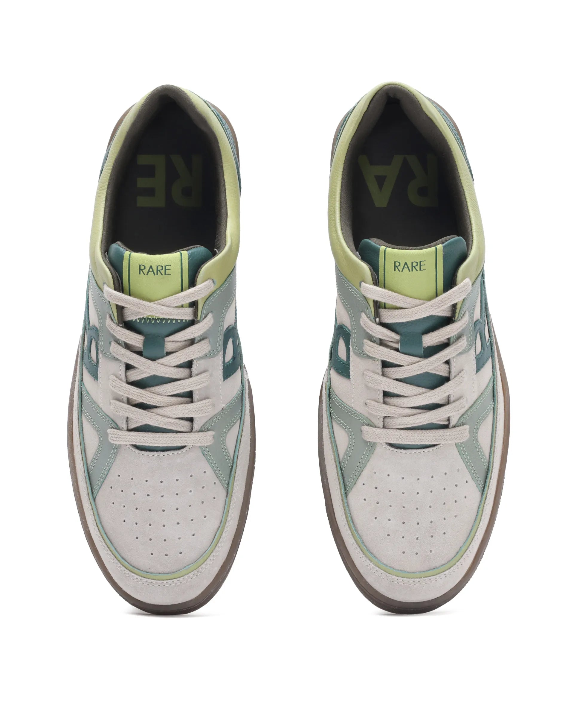 Rare Rabbit Men's Vale Green Leather Lace-Up Closure Sneaker