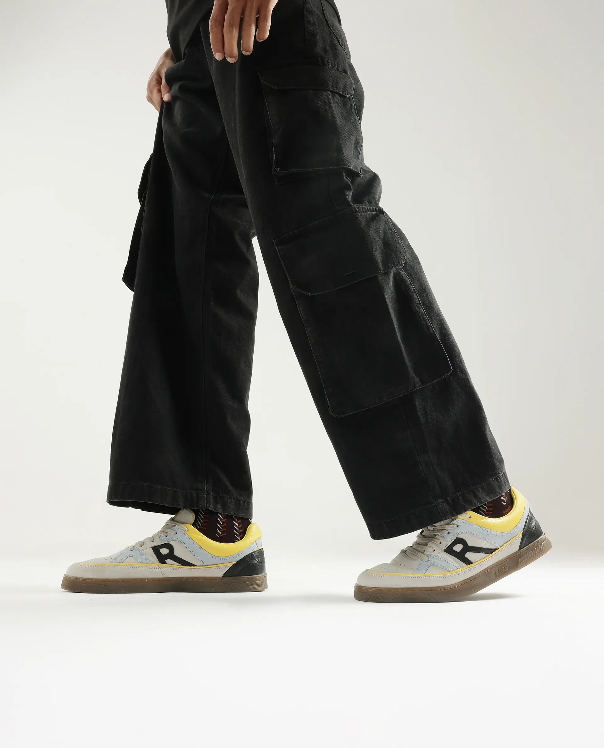 Rare Rabbit Men's Vale Grey Leather Lace-Up Closure Sneaker