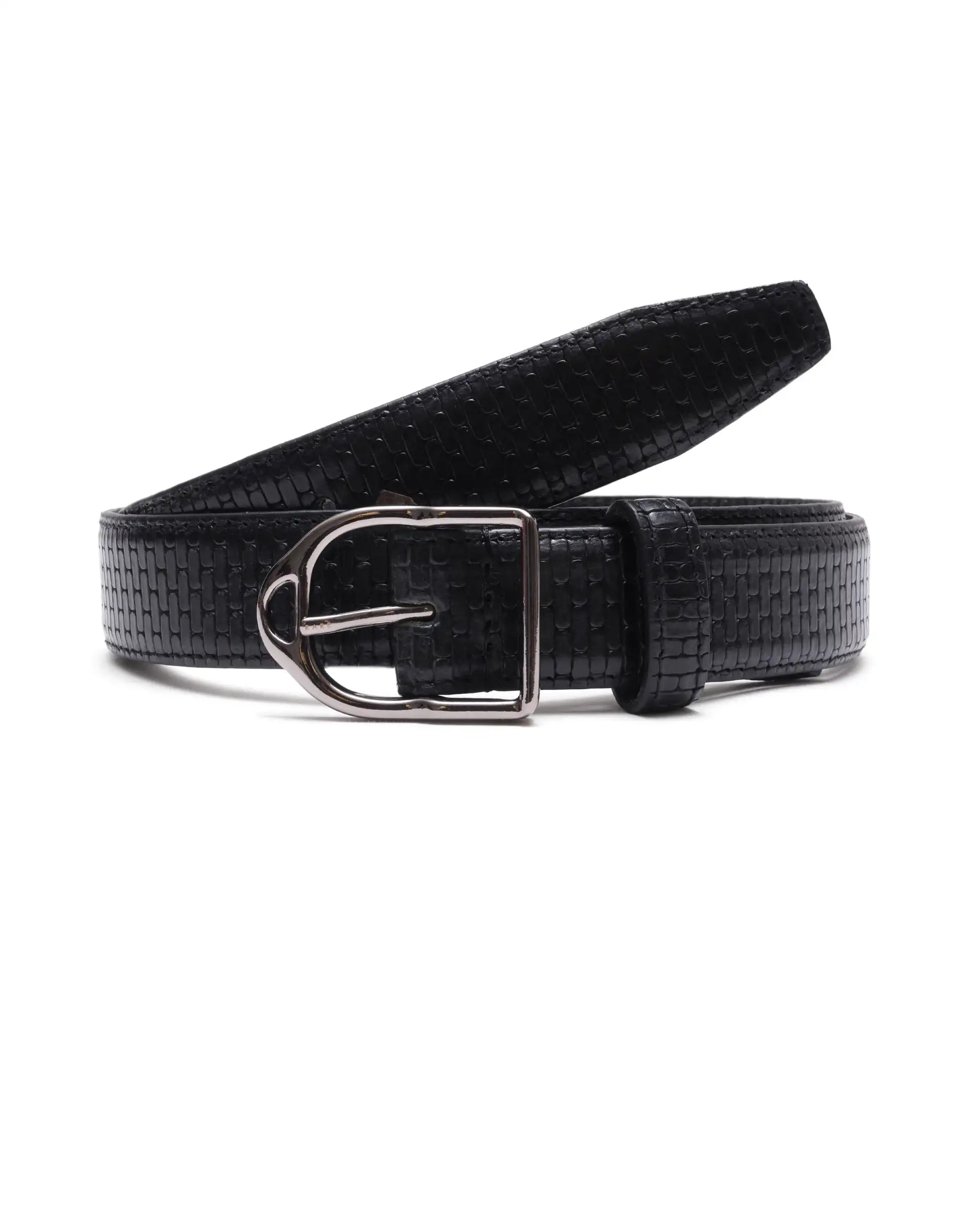 Rare Rabbit Men Valor Black Leather Belt