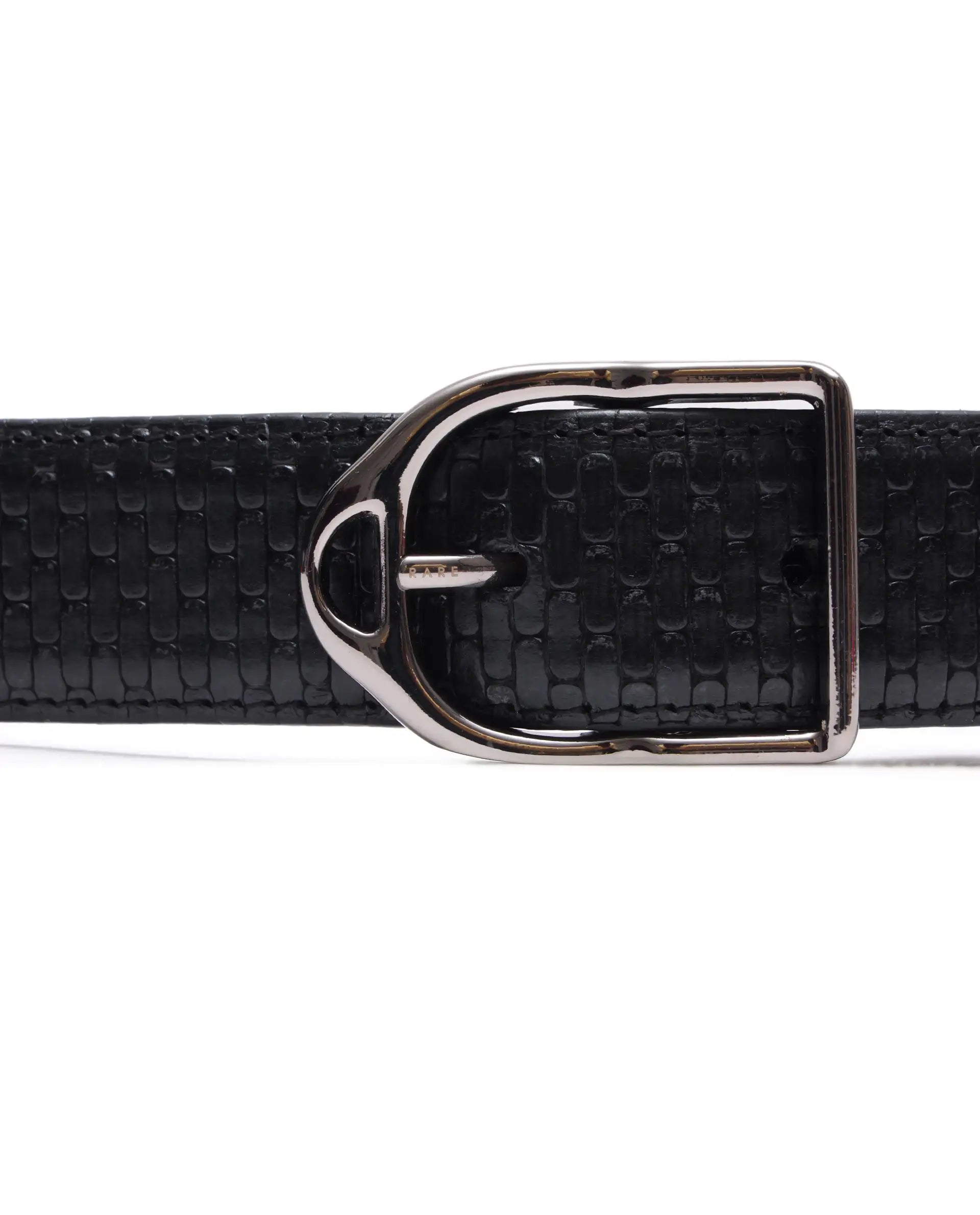 Rare Rabbit Men Valor Black Leather Belt