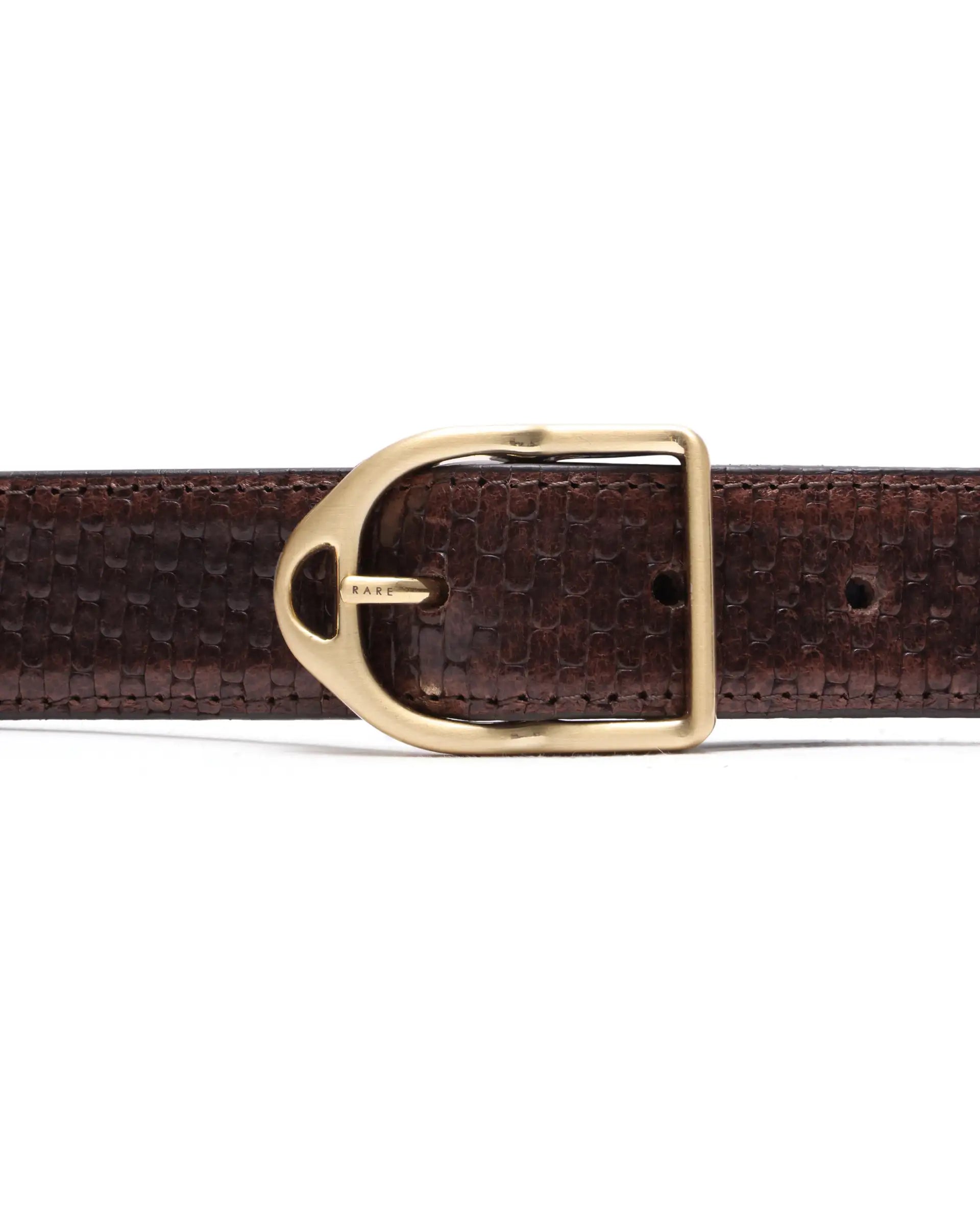 Rare Rabbit Men Valor Brown Leather Belt