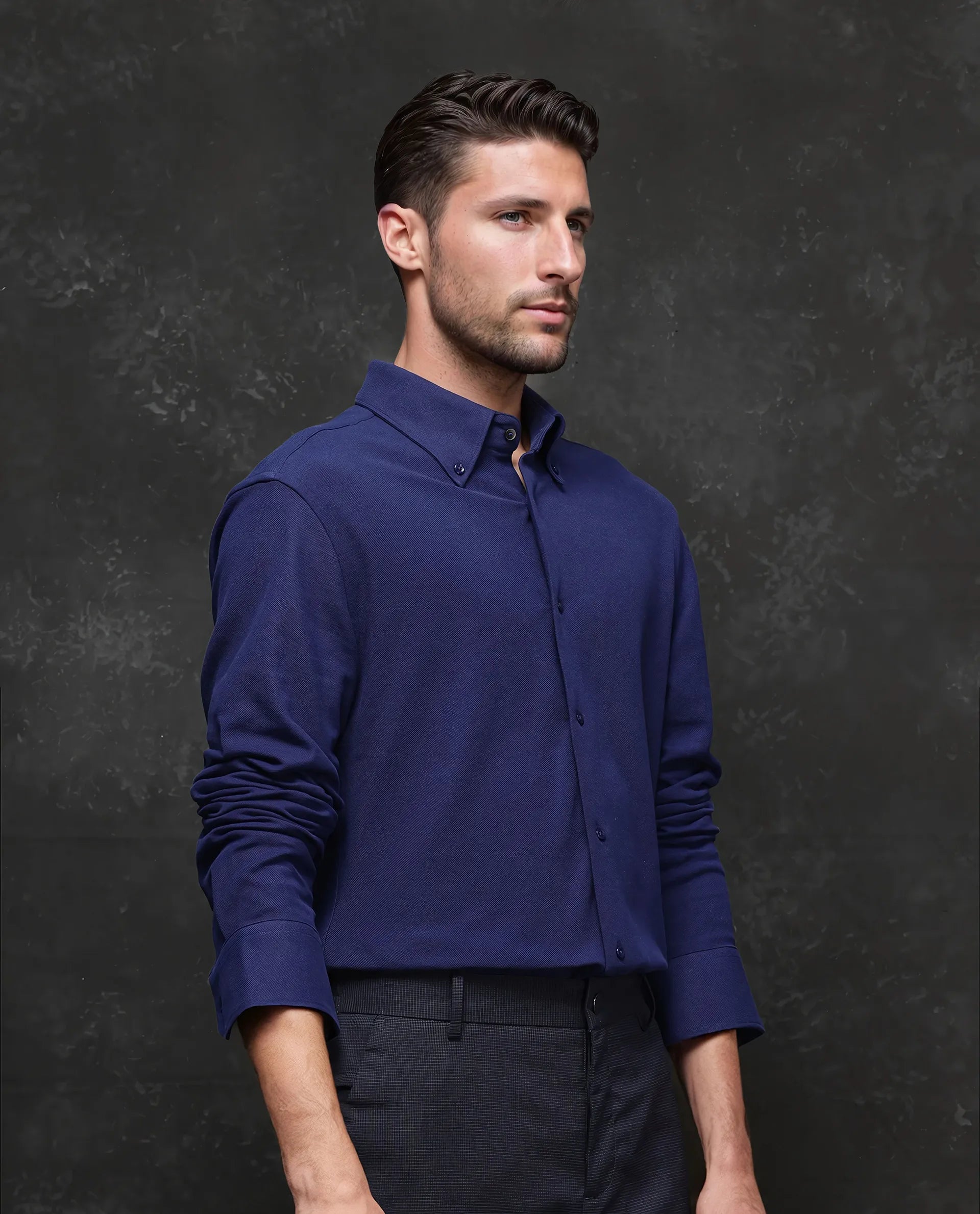 Rare Rabbit Men Vane Light Blue Cotton Fabric Full Sleeves Regular Collar Regular Fit Plain Shirt