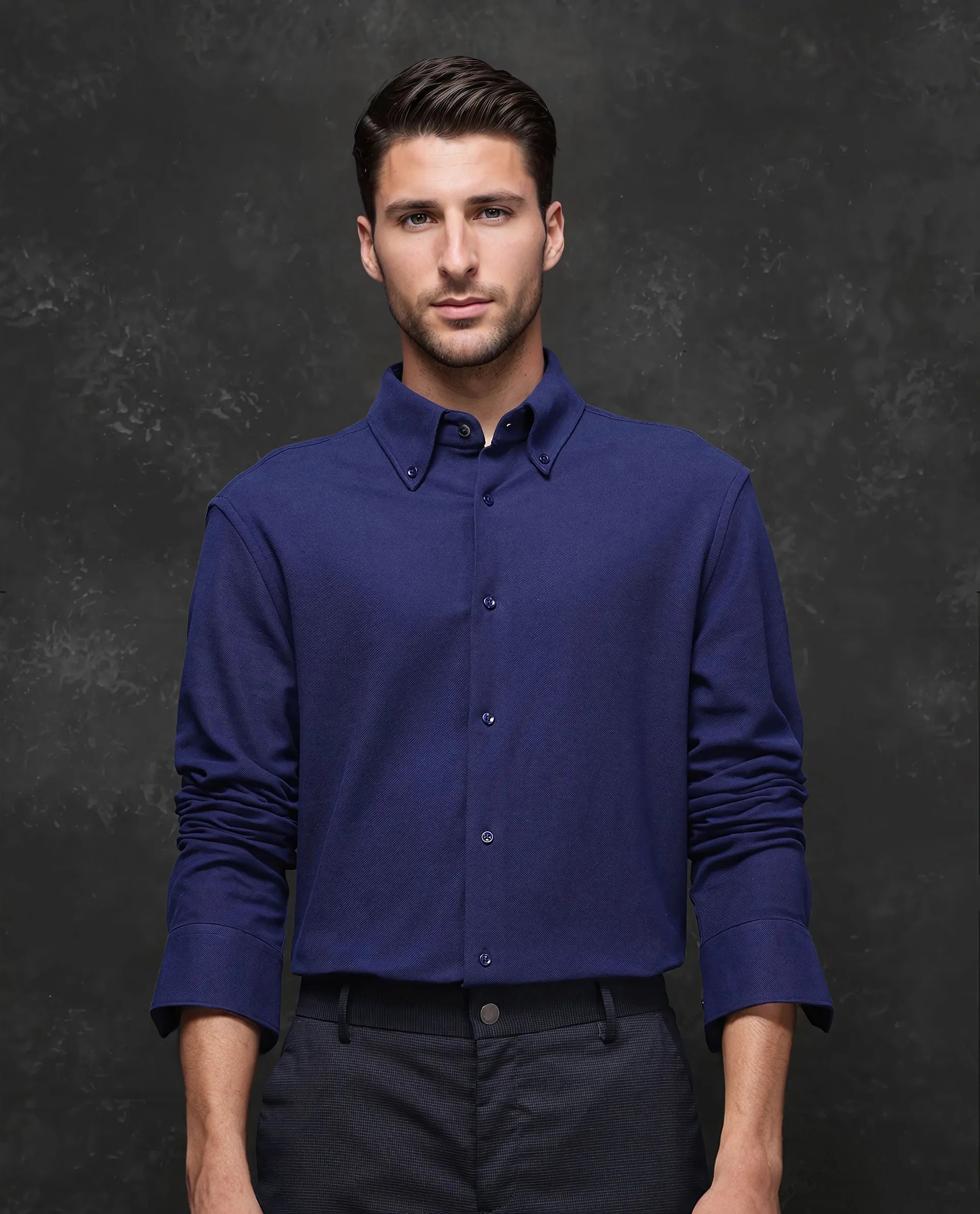 Rare Rabbit Men Vane Light Blue Cotton Fabric Full Sleeves Regular Collar Regular Fit Plain Shirt