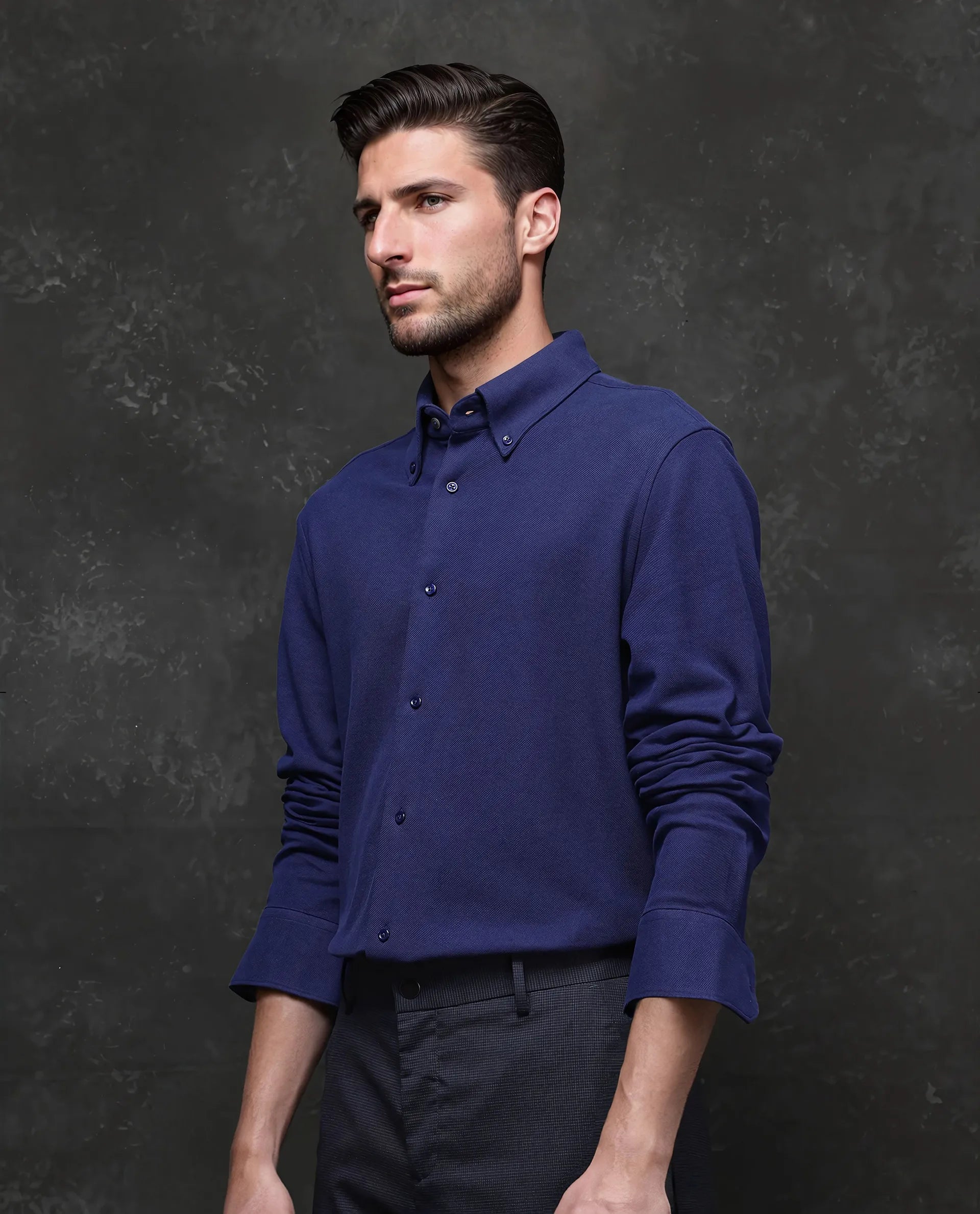 Rare Rabbit Men Vane Light Blue Cotton Fabric Full Sleeves Regular Collar Regular Fit Plain Shirt