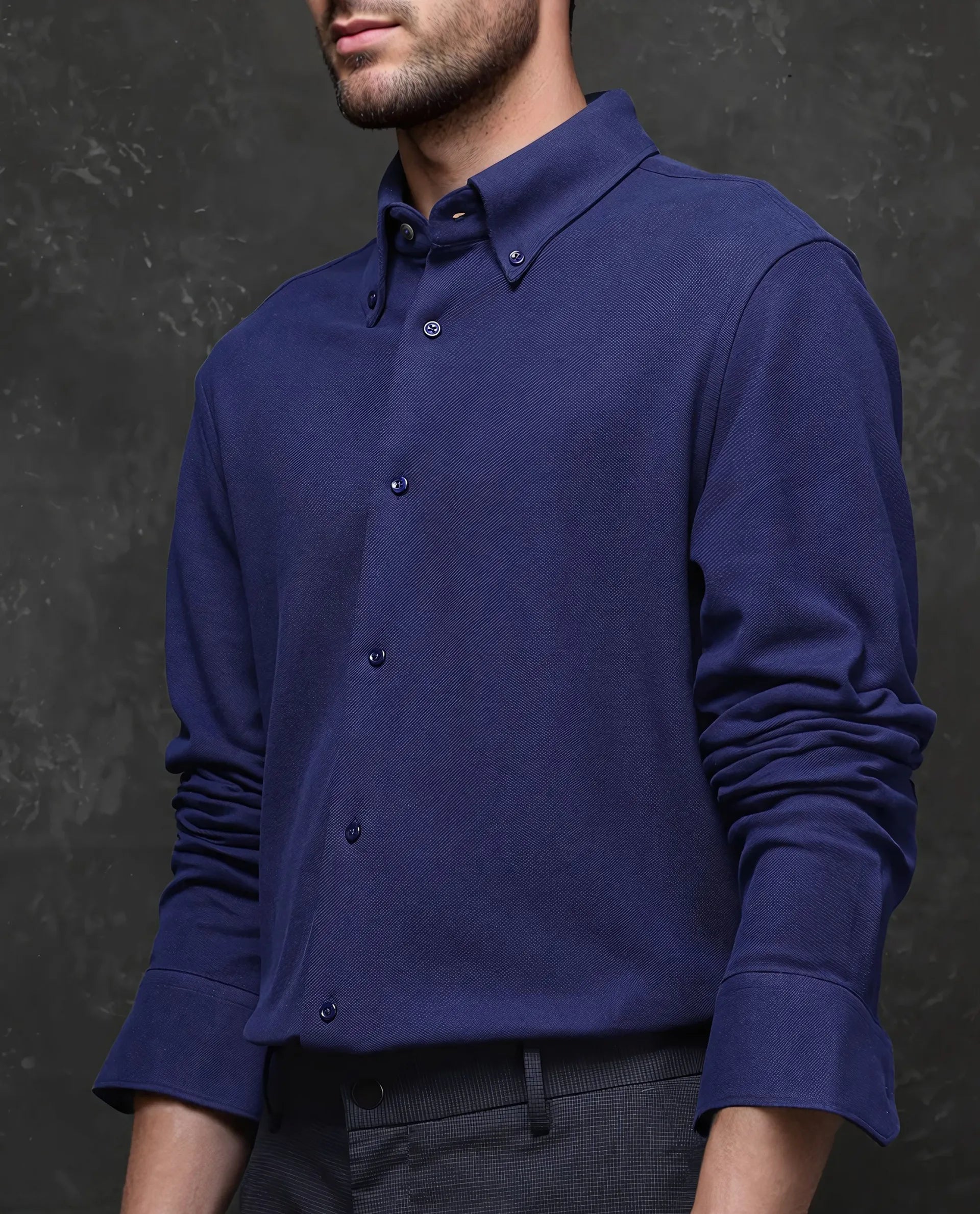 Rare Rabbit Men Vane Light Blue Cotton Fabric Full Sleeves Regular Collar Regular Fit Plain Shirt