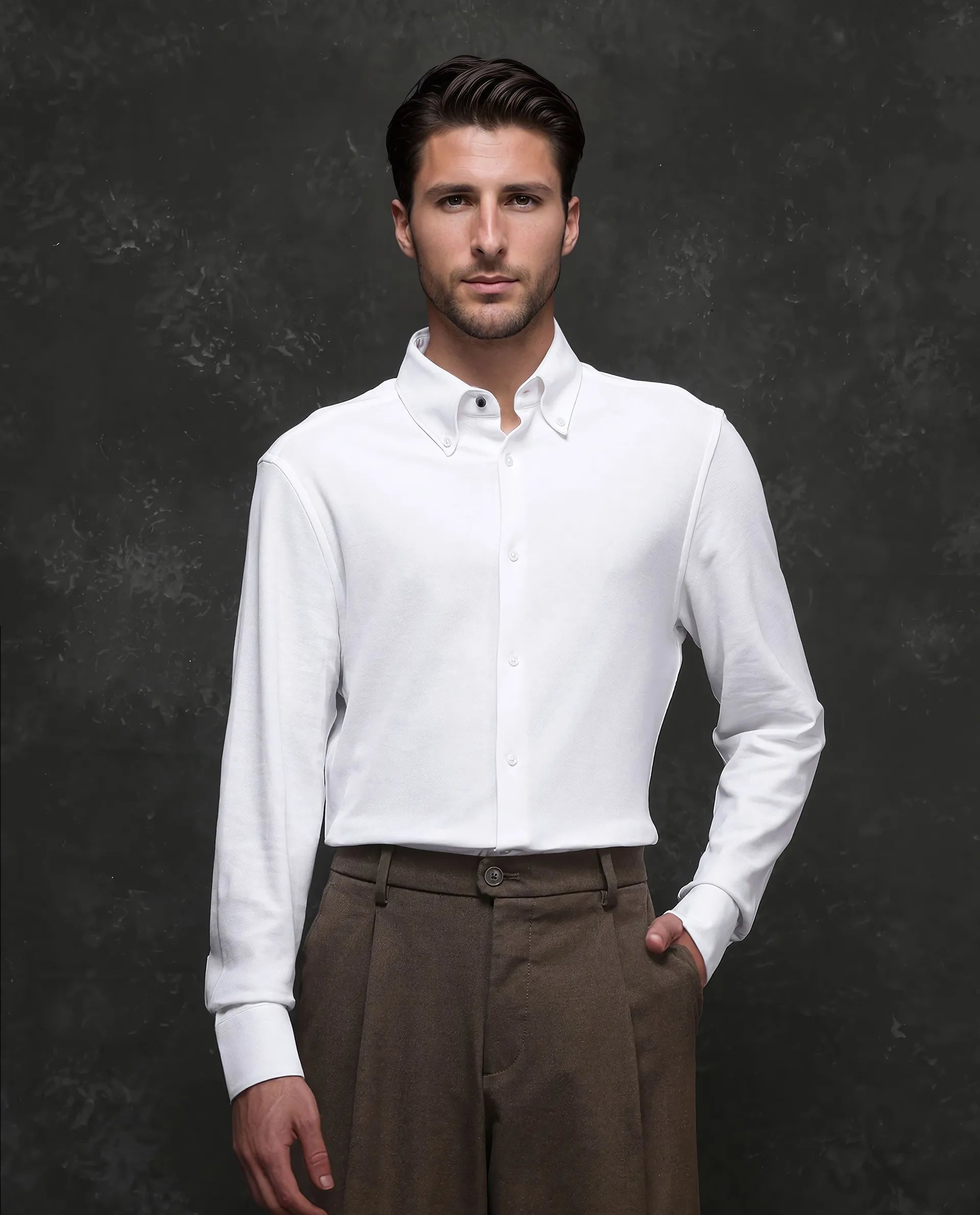 Rare Rabbit Men Vane White Cotton Fabric Full Sleeves Regular Collar Regular Fit Plain Shirt